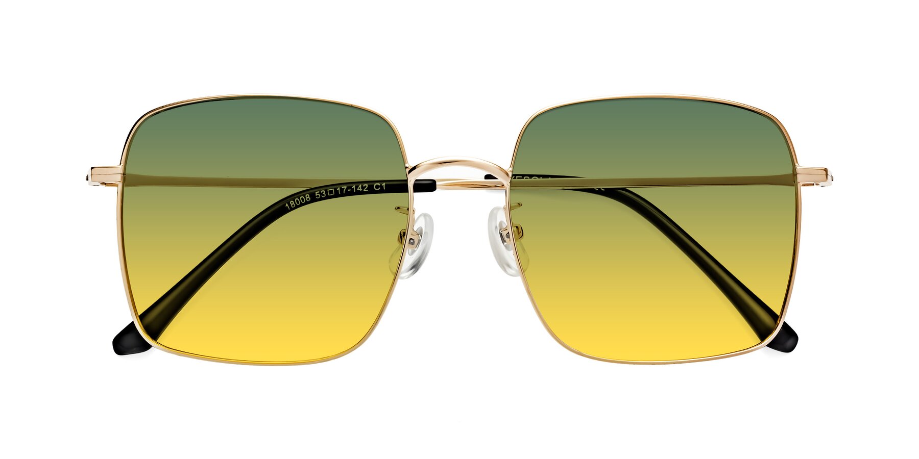 Folded Front of Billie in Gold with Green / Yellow Gradient Lenses