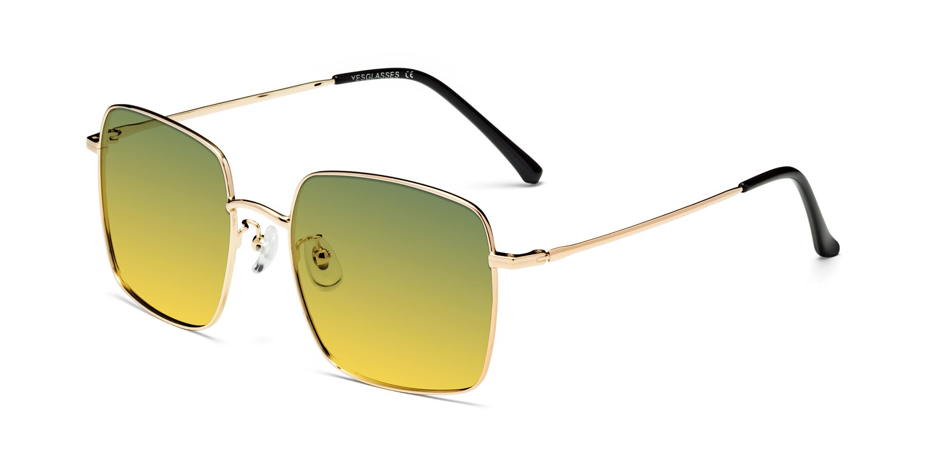 Angle of Billie in Gold with Green / Yellow Gradient Lenses