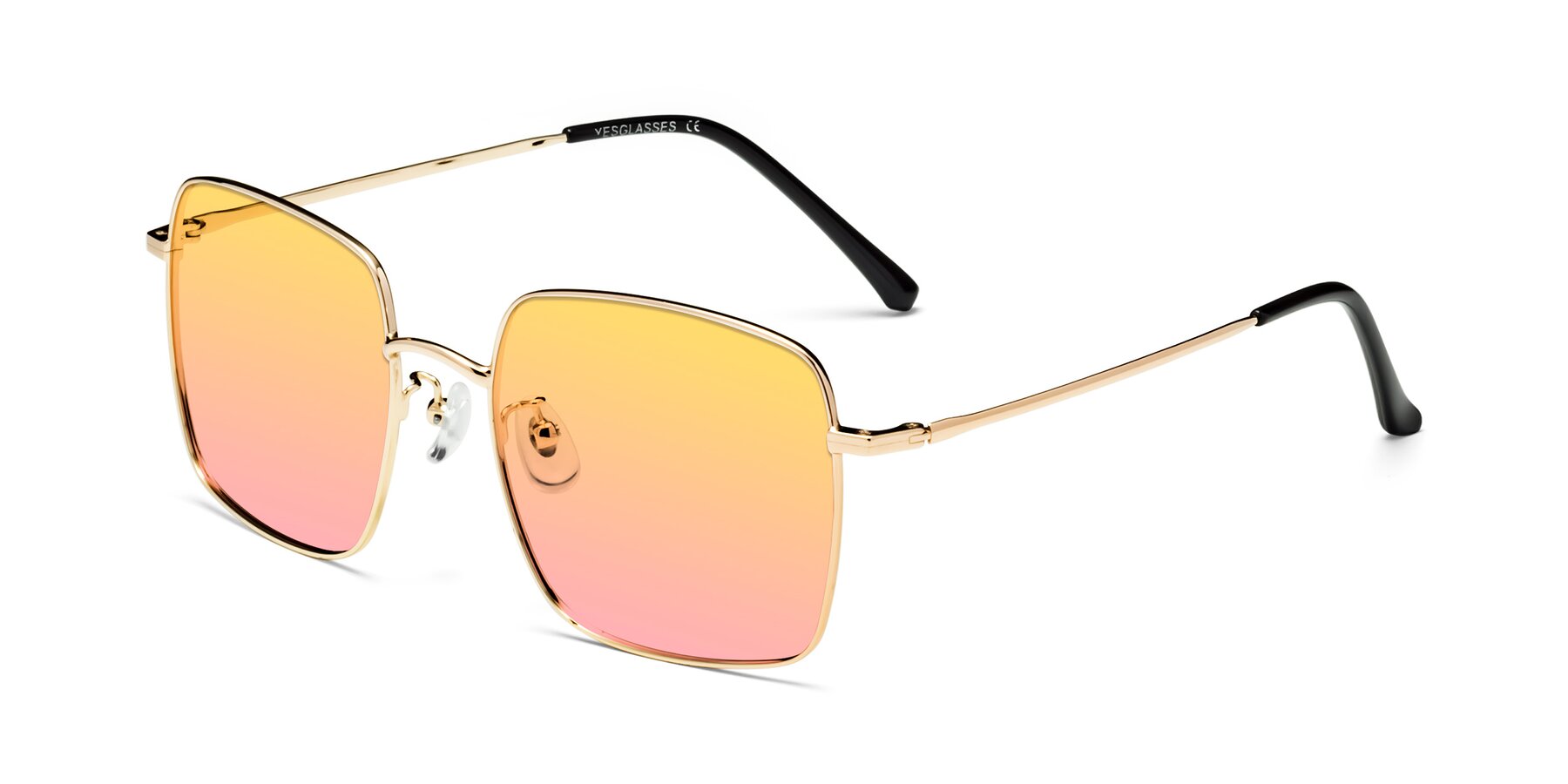 Angle of Billie in Gold with Yellow / Pink Gradient Lenses