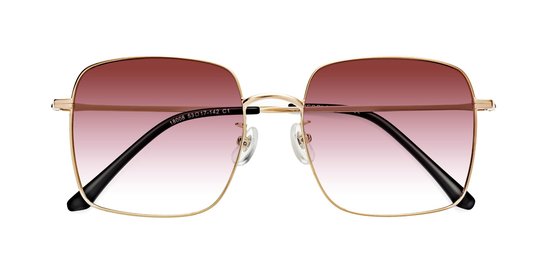 Folded Front of Billie in Gold with Garnet Gradient Lenses