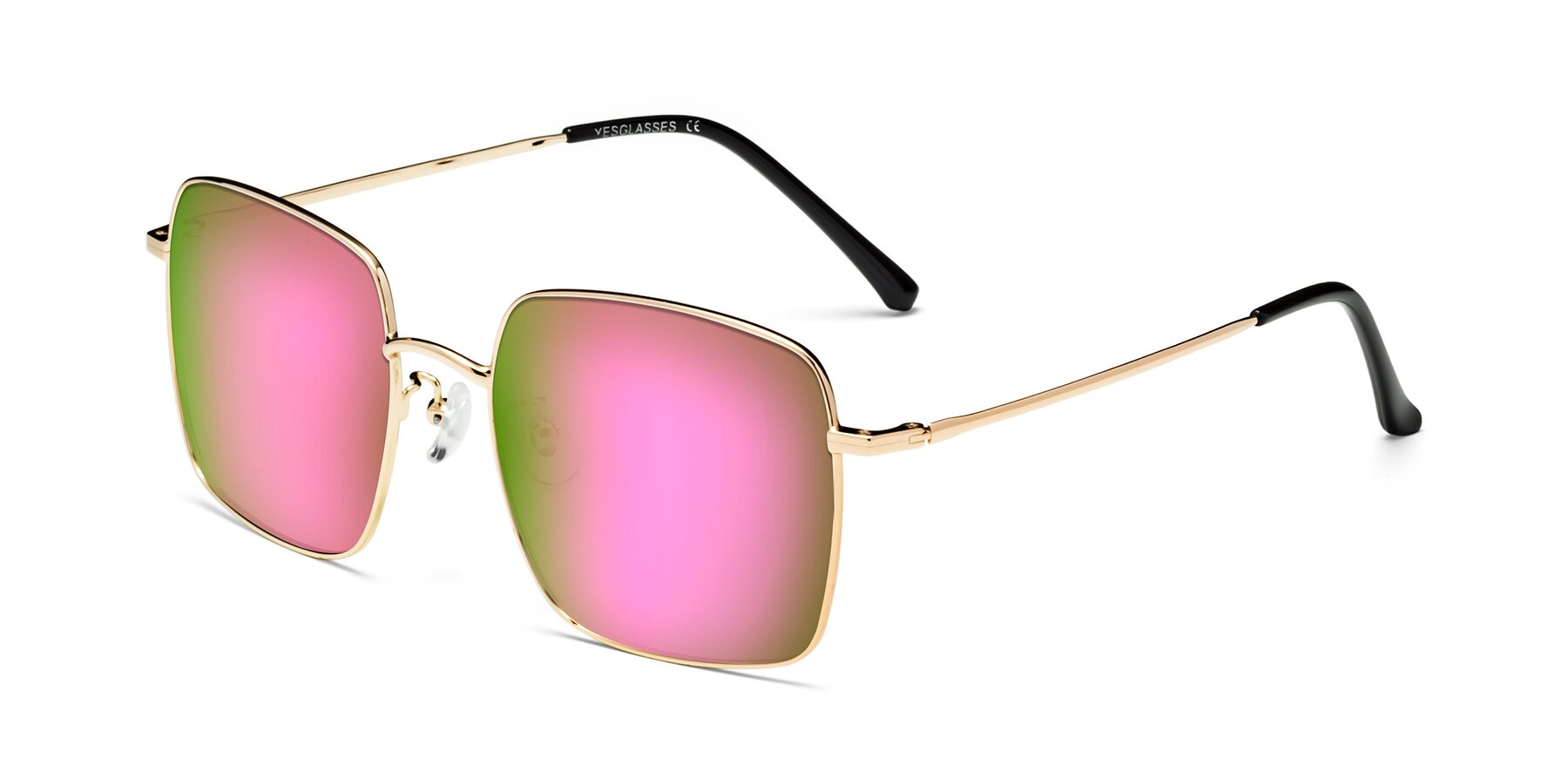 Angle of Billie in Gold with Pink Mirrored Lenses