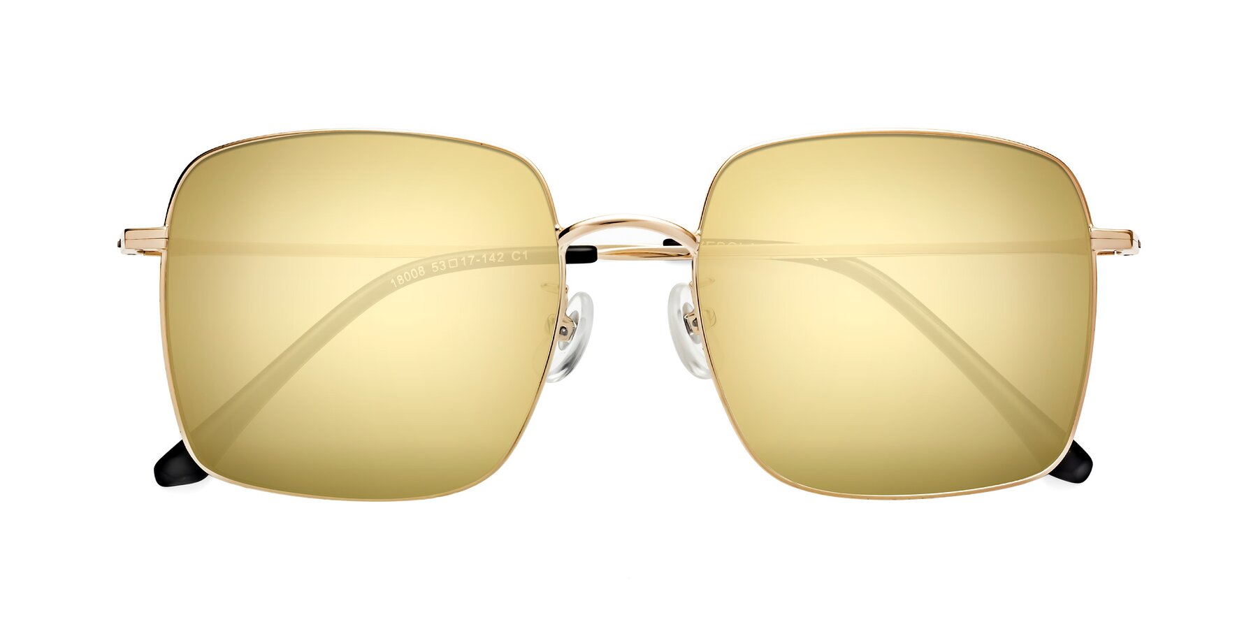 Folded Front of Billie in Gold with Gold Mirrored Lenses