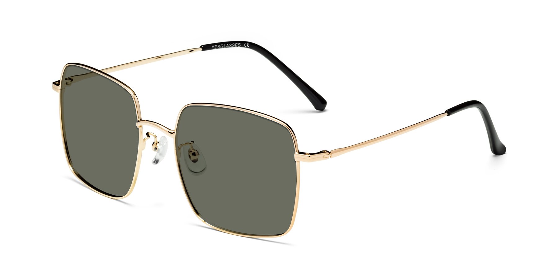 Angle of Billie in Gold with Gray Polarized Lenses