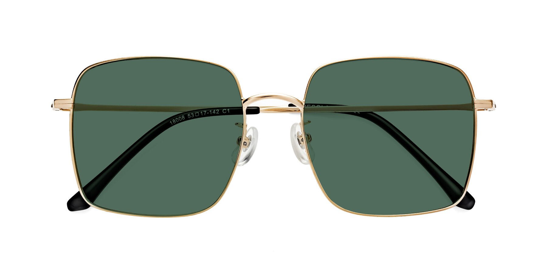 Folded Front of Billie in Gold with Green Polarized Lenses