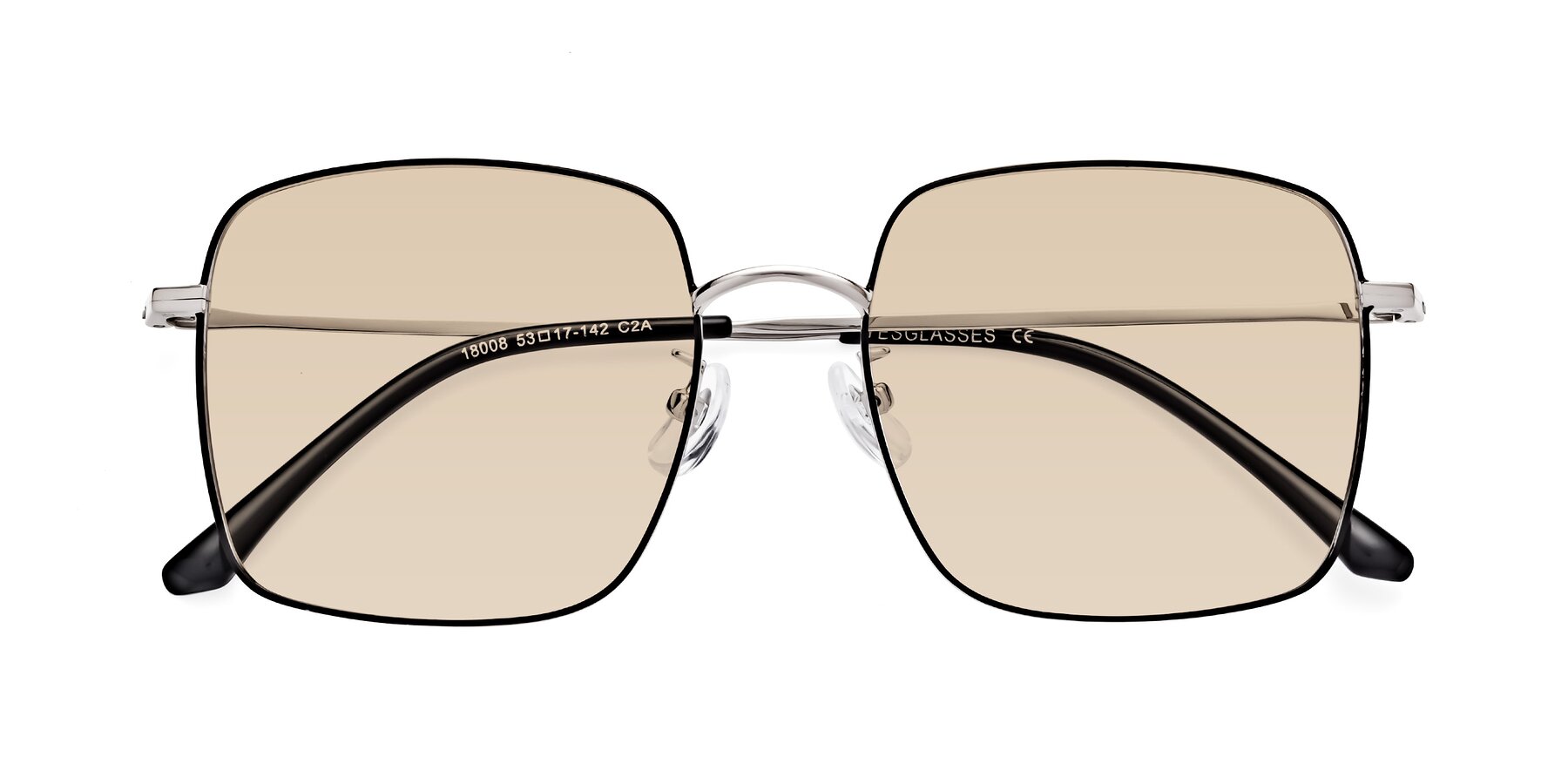 Folded Front of Billie in Black-Silver with Light Brown Tinted Lenses