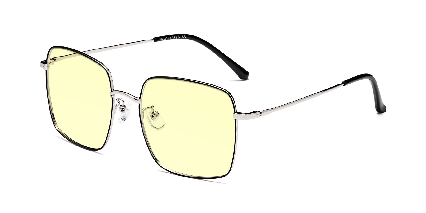 Angle of Billie in Black-Silver with Light Yellow Tinted Lenses
