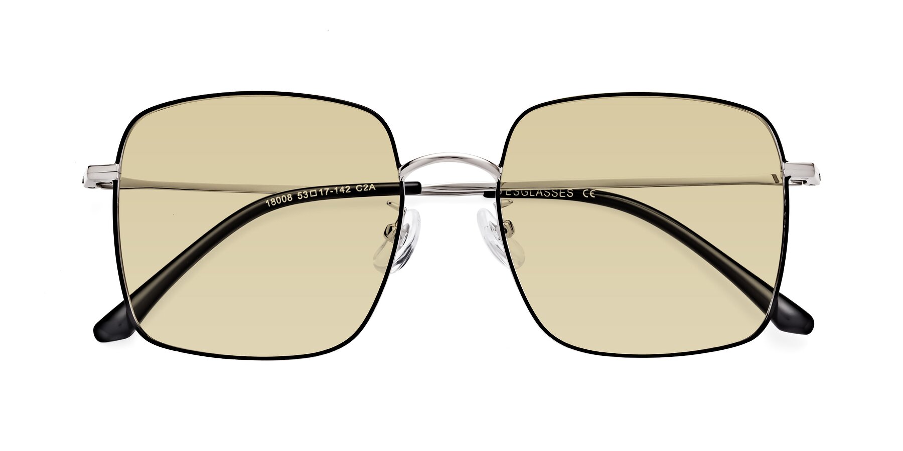 Folded Front of Billie in Black-Silver with Light Champagne Tinted Lenses