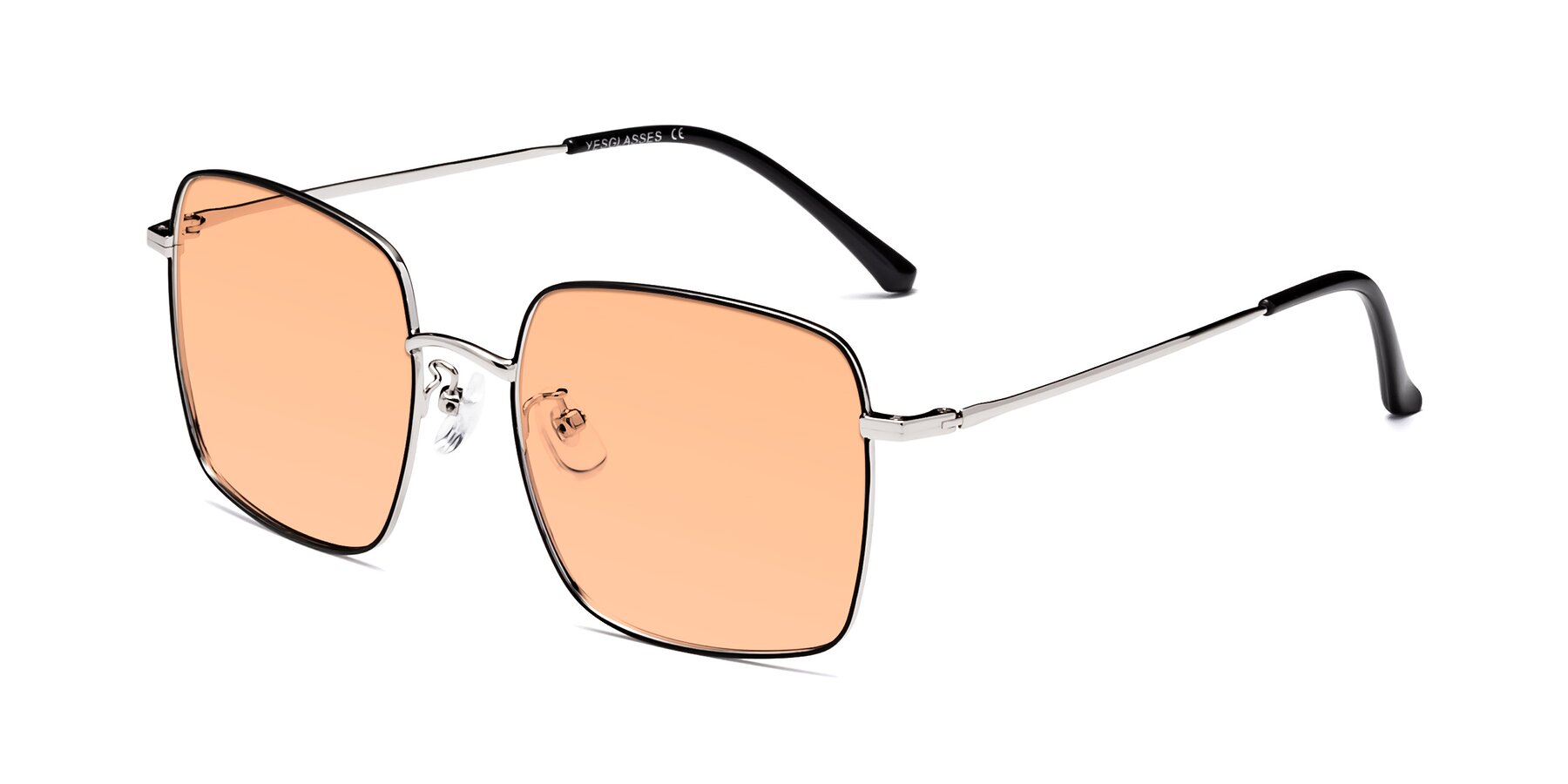 Angle of Billie in Black-Silver with Light Orange Tinted Lenses