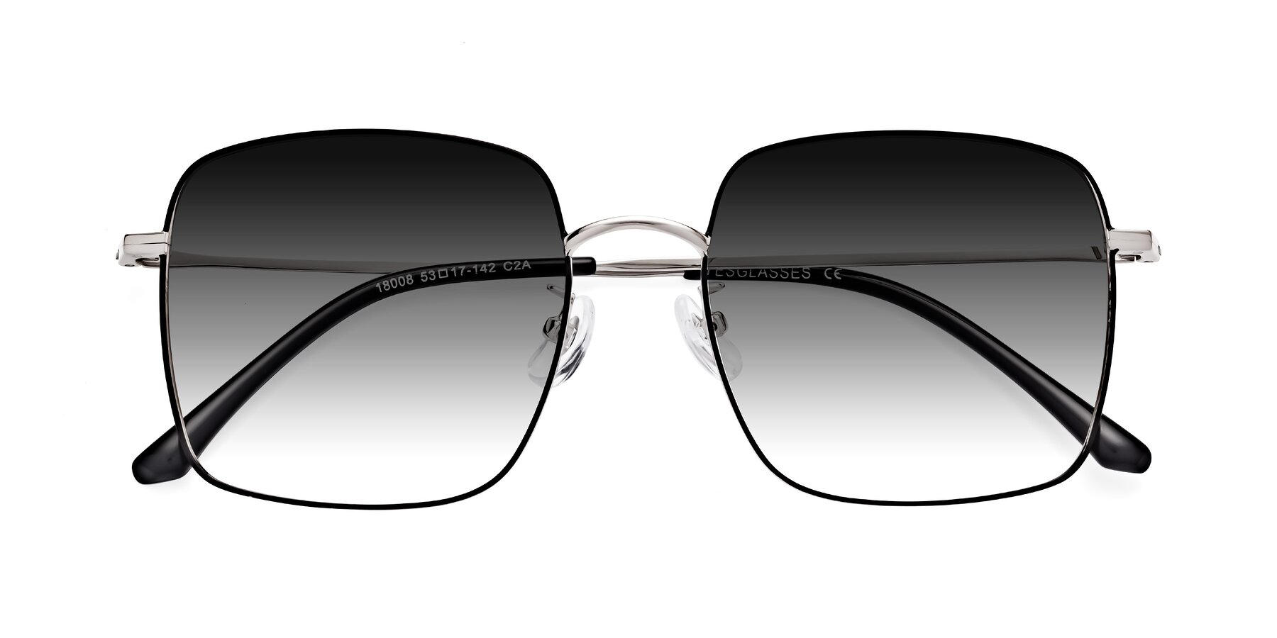 Folded Front of Billie in Black-Silver with Gray Gradient Lenses