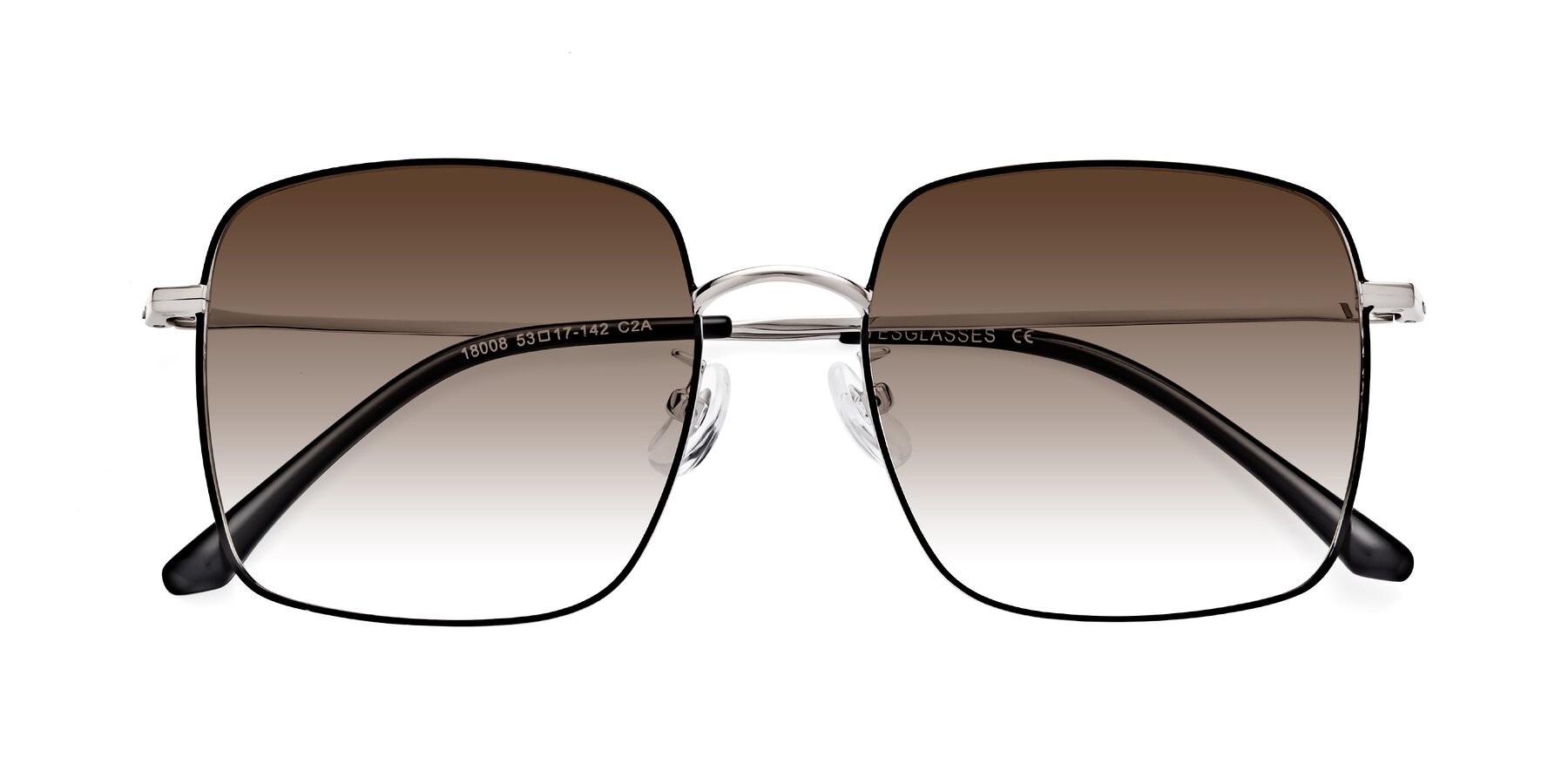 Folded Front of Billie in Black-Silver with Brown Gradient Lenses