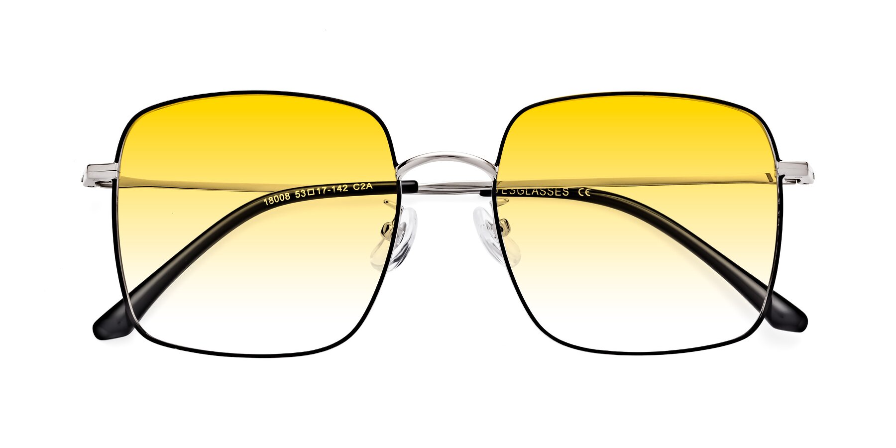 Folded Front of Billie in Black-Silver with Yellow Gradient Lenses