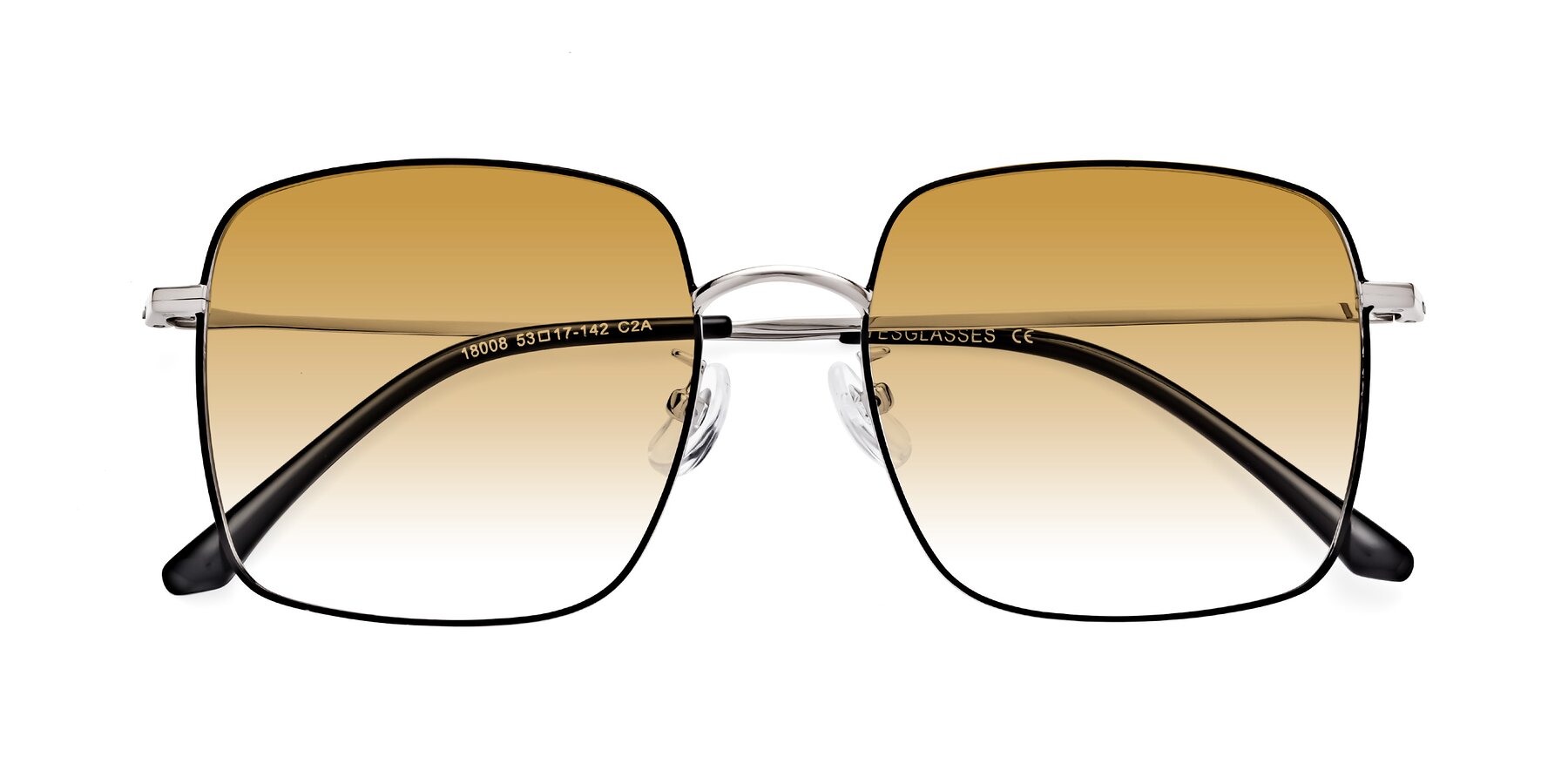 Folded Front of Billie in Black-Silver with Champagne Gradient Lenses
