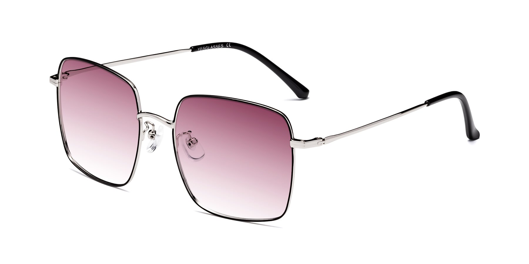 Angle of Billie in Black-Silver with Wine Gradient Lenses