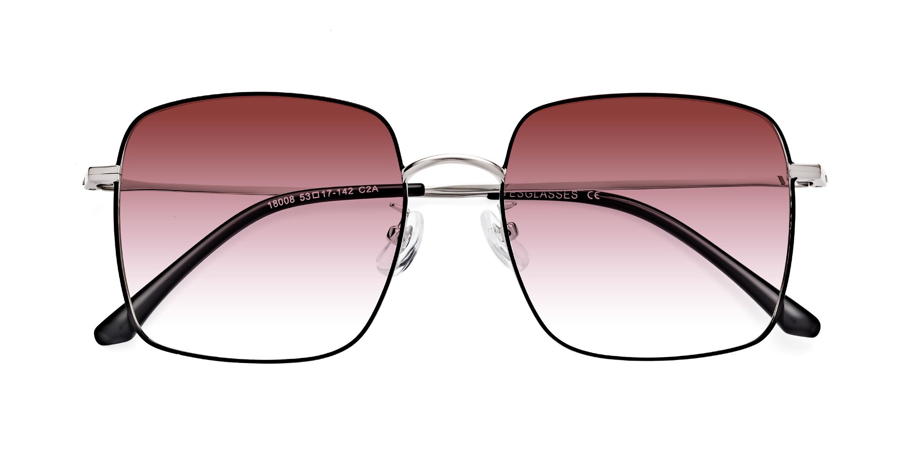 Folded Front of Billie in Black-Silver with Garnet Gradient Lenses