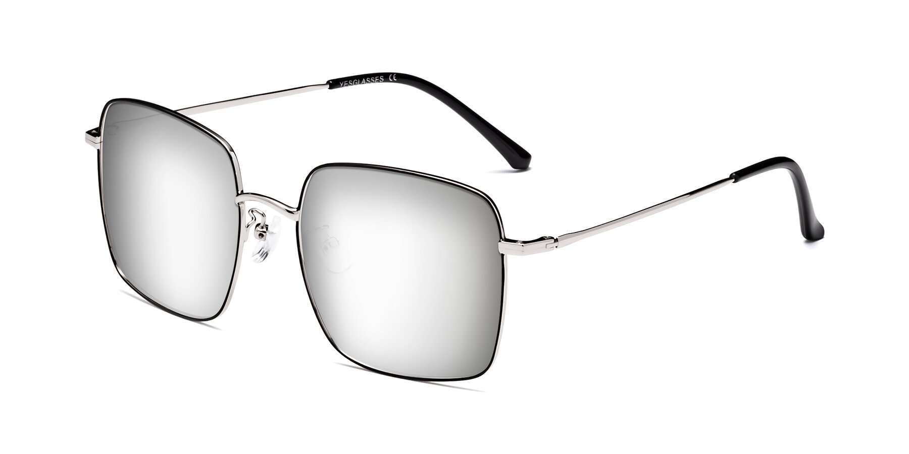 Angle of Billie in Black-Silver with Silver Mirrored Lenses