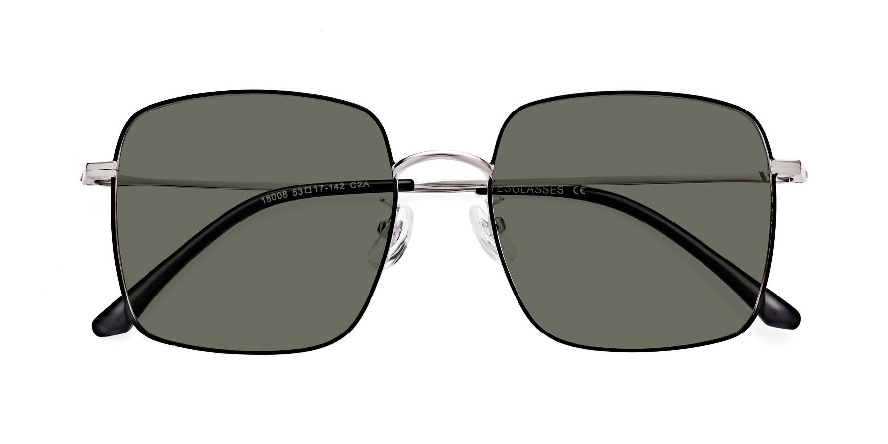 Folded Front of Billie in Black-Silver with Gray Polarized Lenses