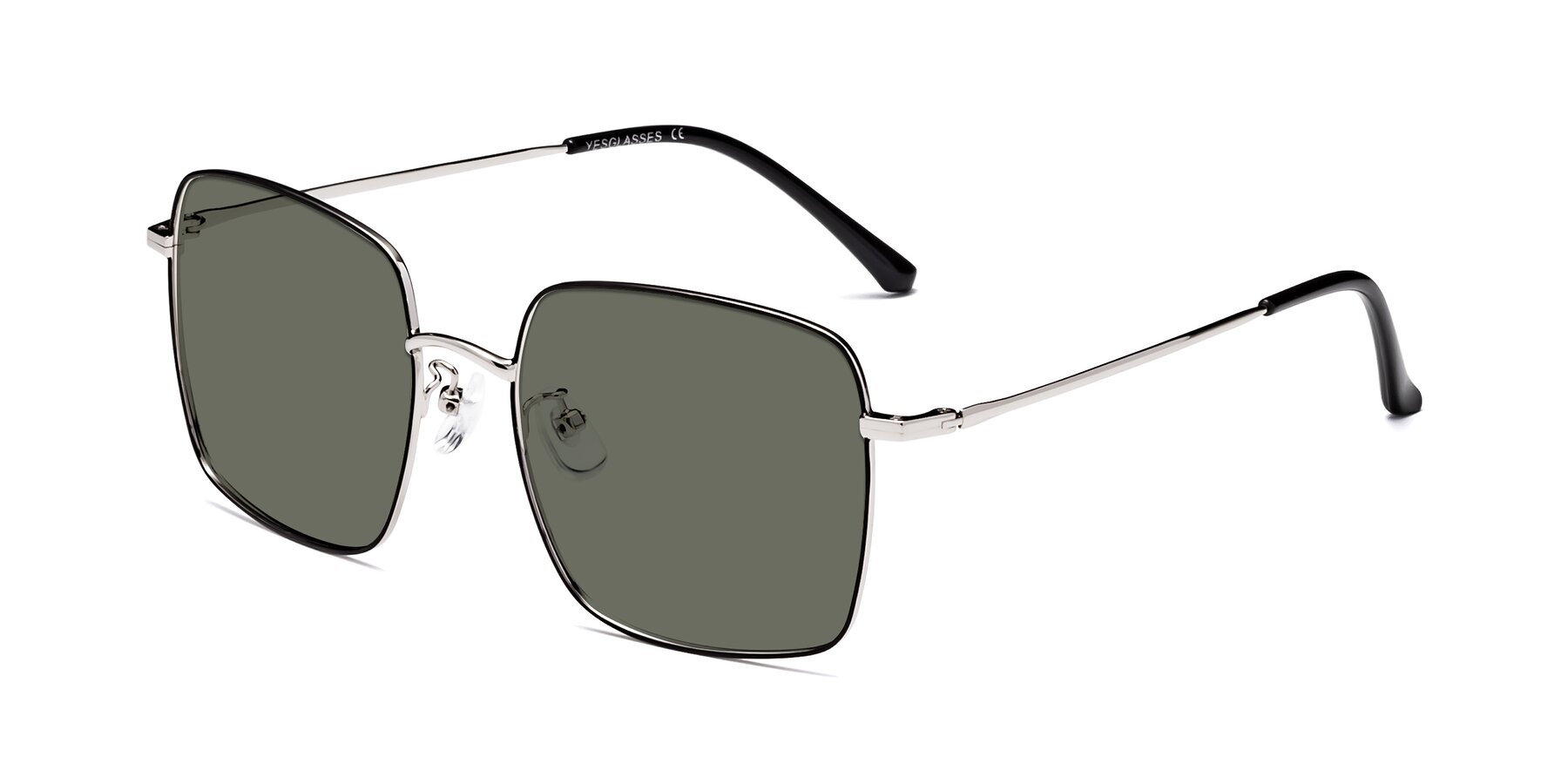 Angle of Billie in Black-Silver with Gray Polarized Lenses