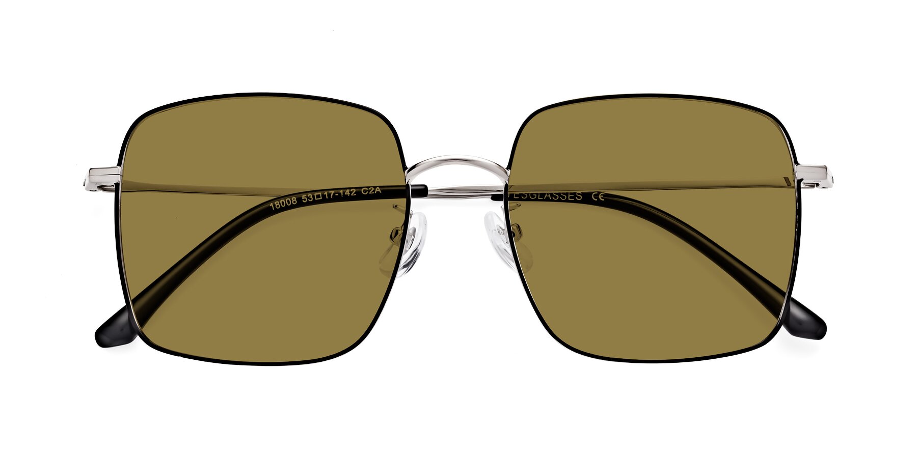 Folded Front of Billie in Black-Silver with Brown Polarized Lenses