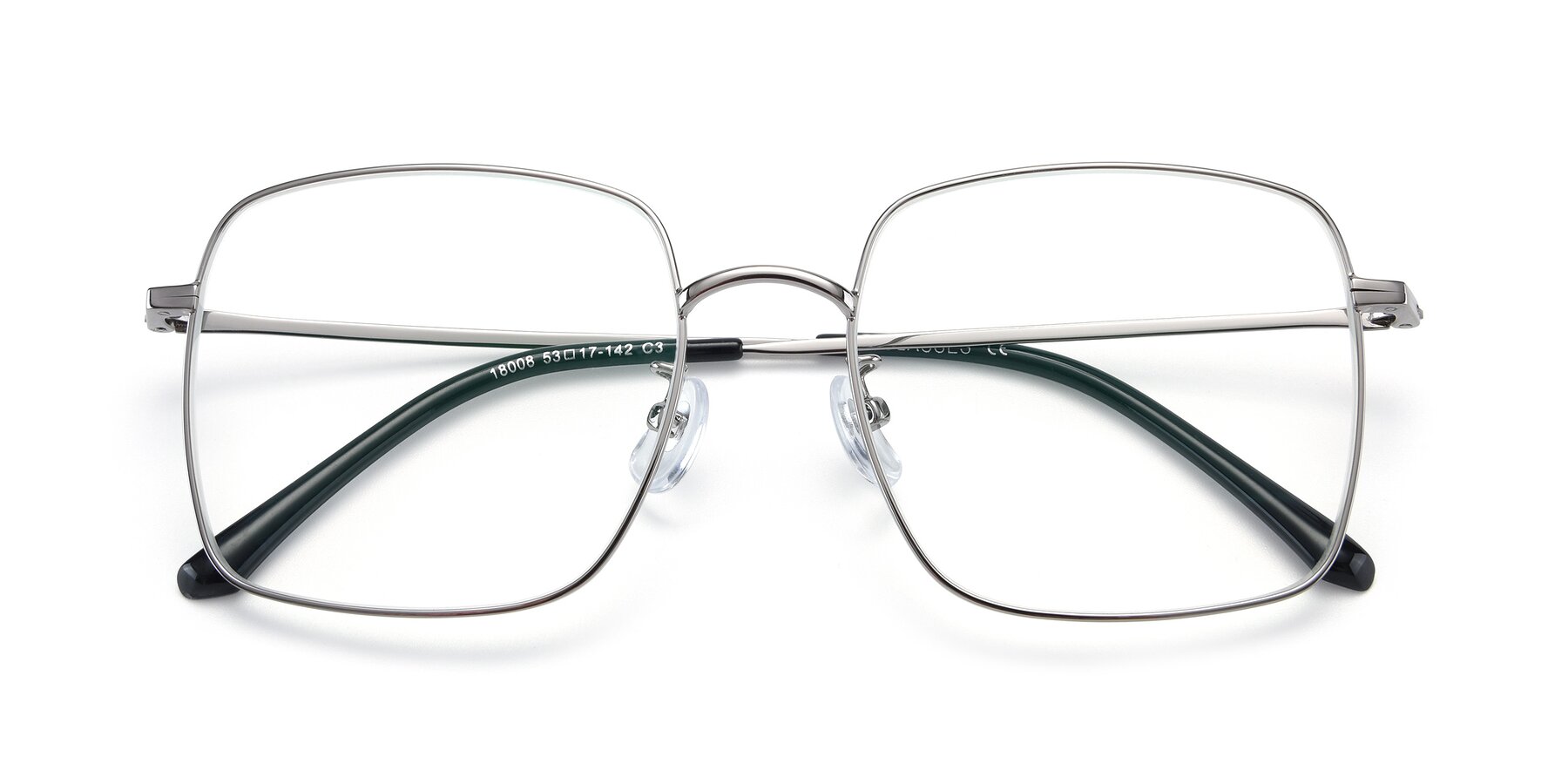Folded Front of Billie in Silver with Clear Blue Light Blocking Lenses