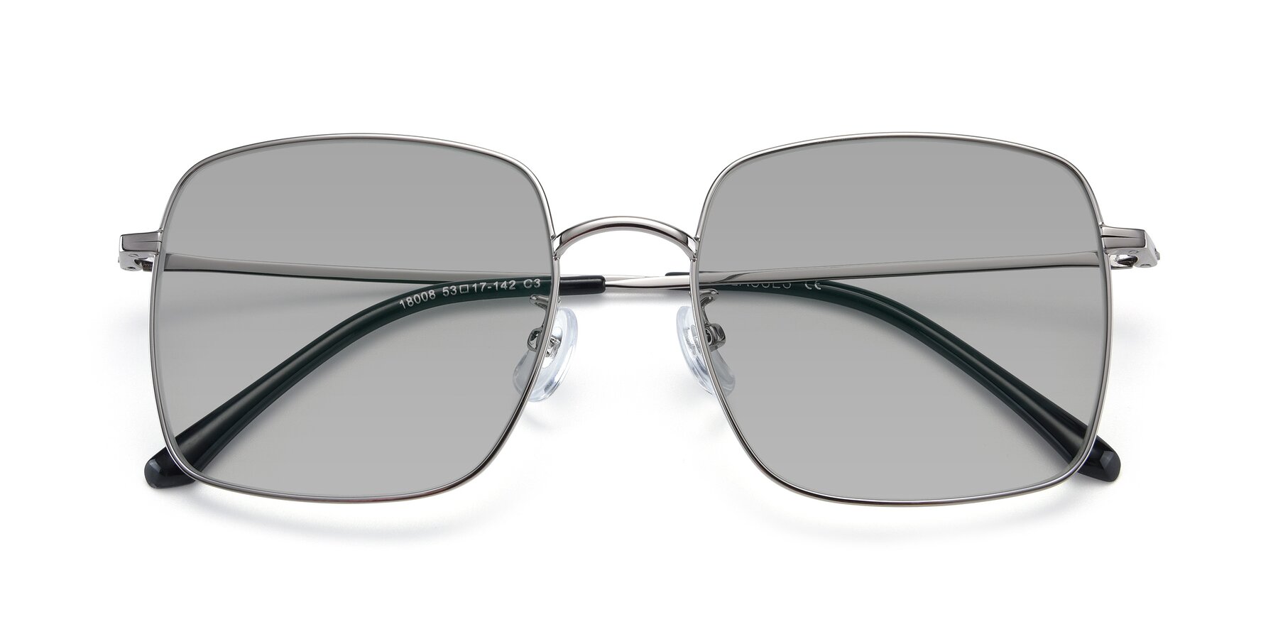 Folded Front of Billie in Silver with Light Gray Tinted Lenses