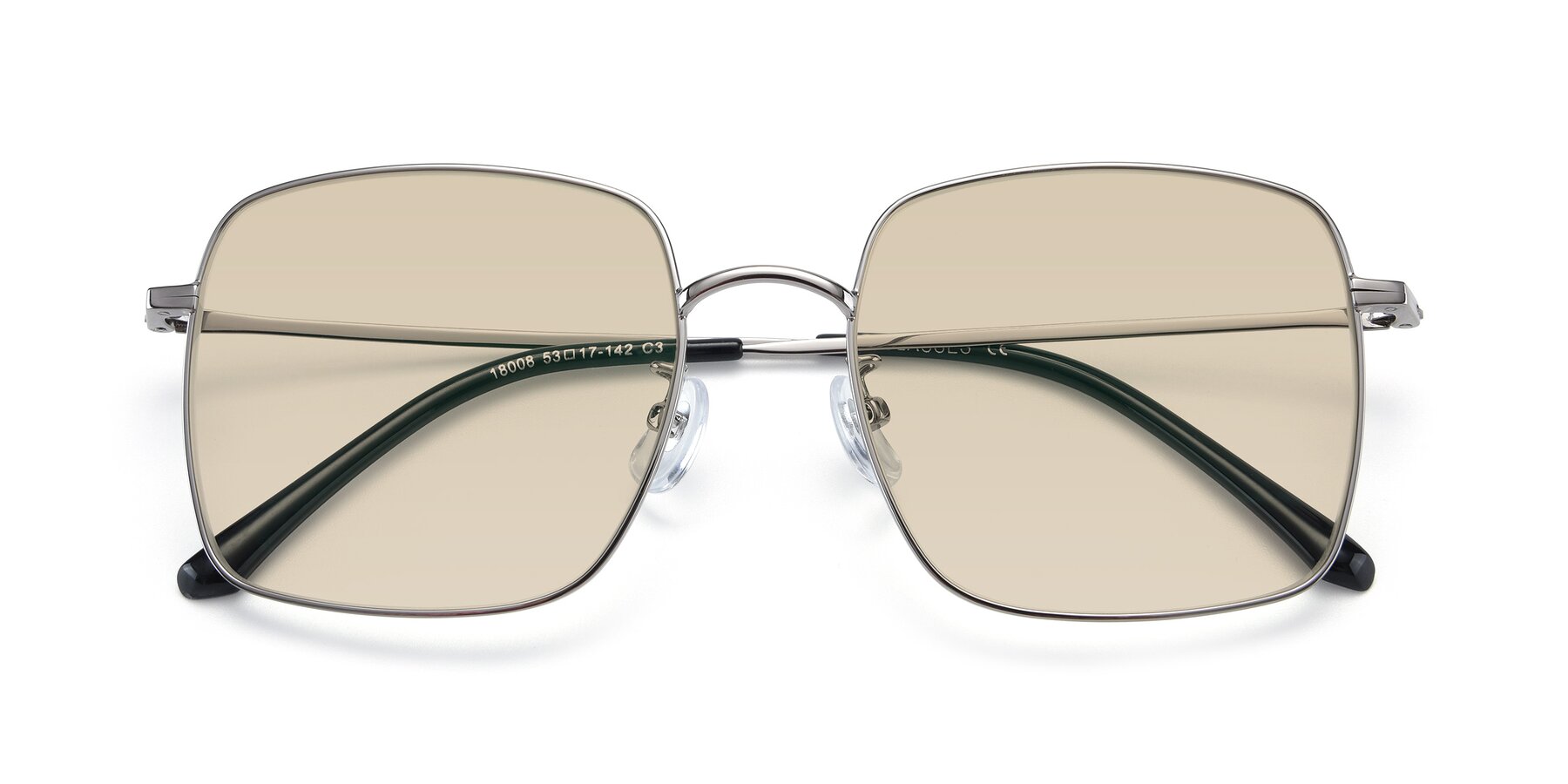Folded Front of Billie in Silver with Light Brown Tinted Lenses