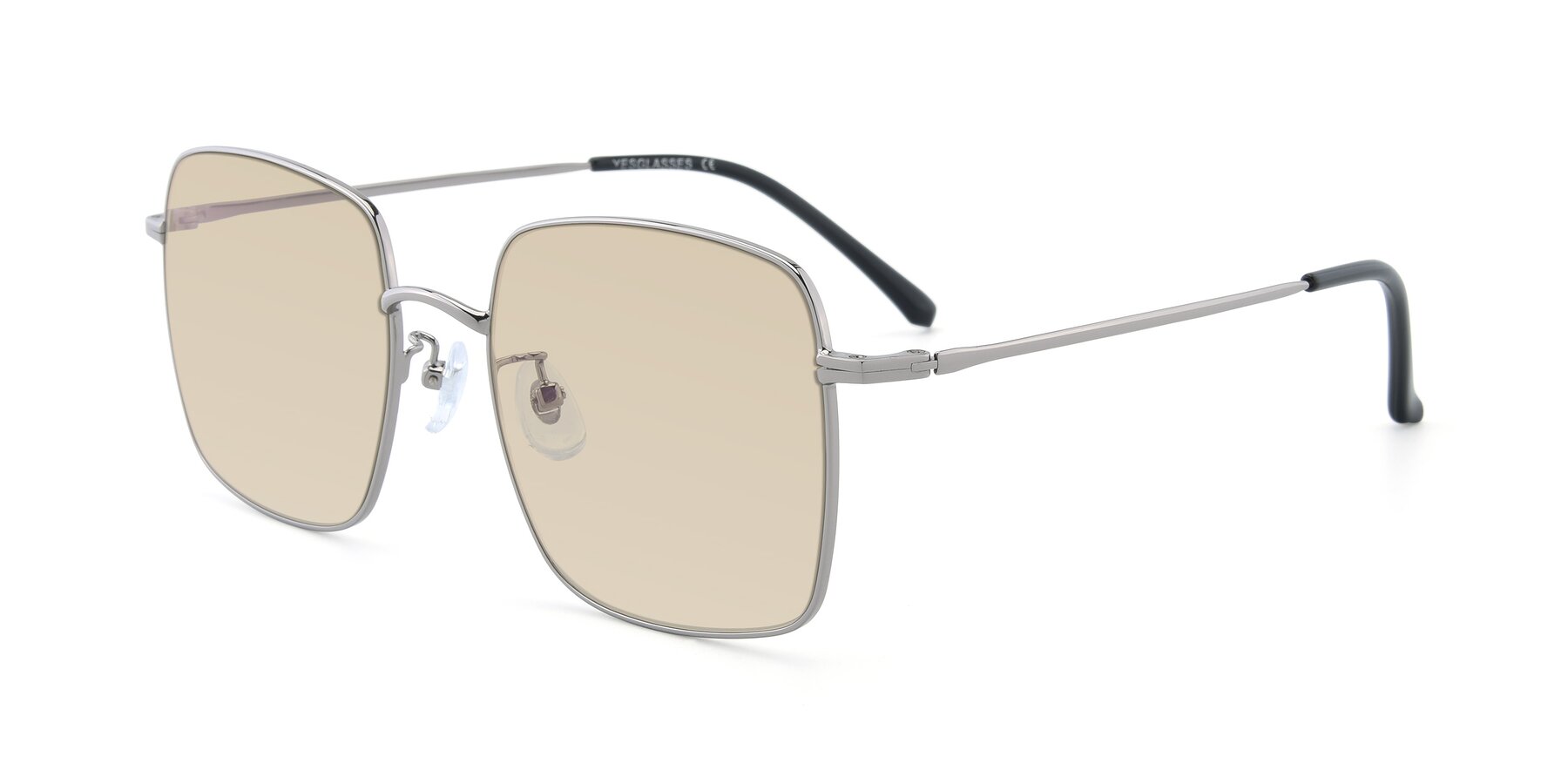 Angle of Billie in Silver with Light Brown Tinted Lenses