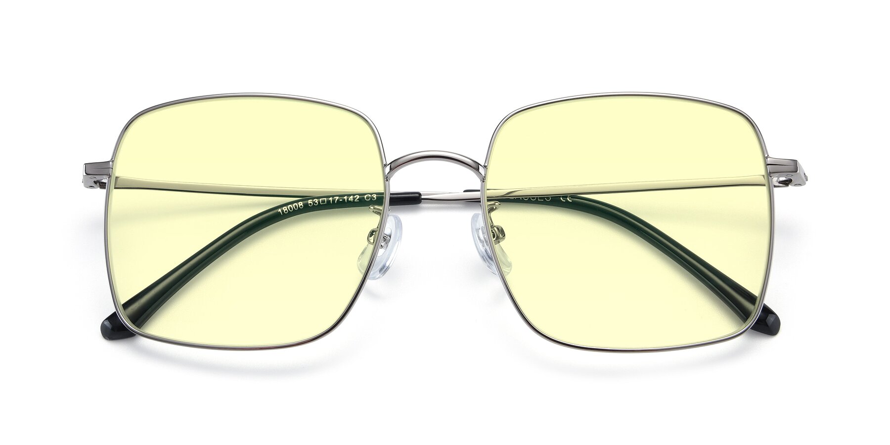 Folded Front of Billie in Silver with Light Yellow Tinted Lenses