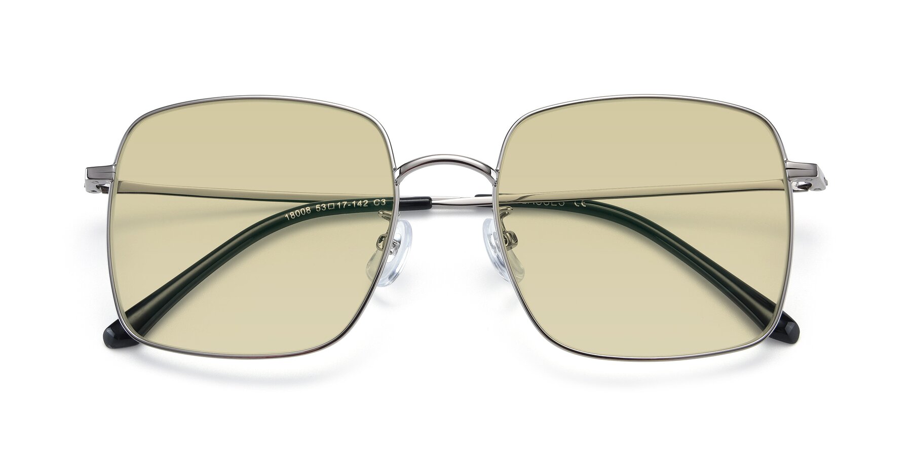 Folded Front of Billie in Silver with Light Champagne Tinted Lenses