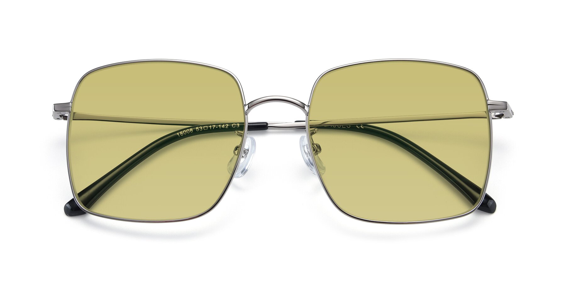 Folded Front of Billie in Silver with Medium Champagne Tinted Lenses