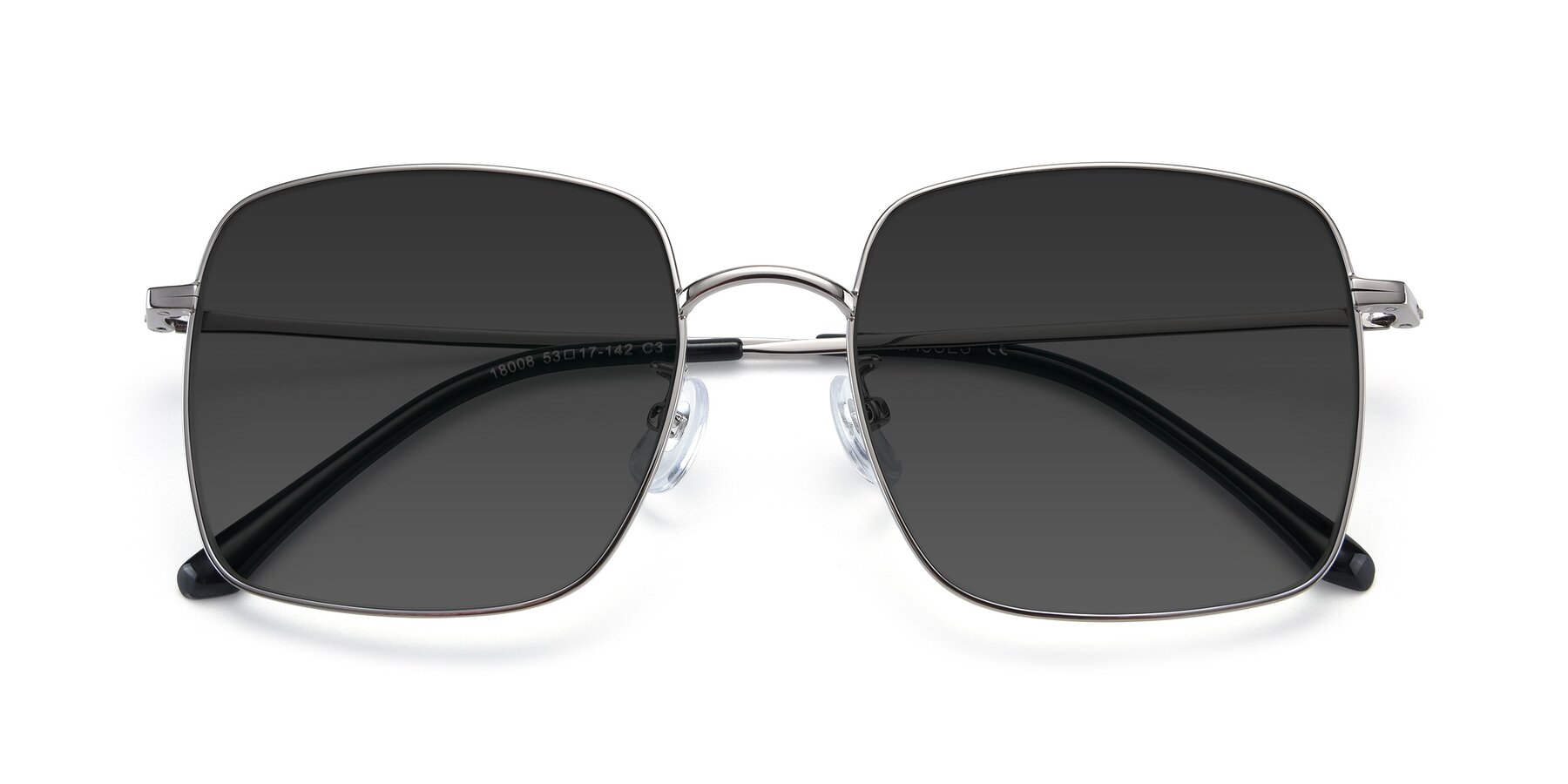 Folded Front of Billie in Silver with Gray Tinted Lenses