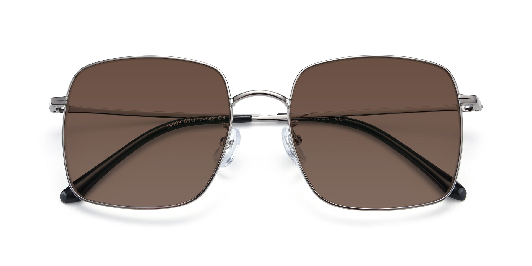 Folded Front of Billie in Silver with Brown Tinted Lenses