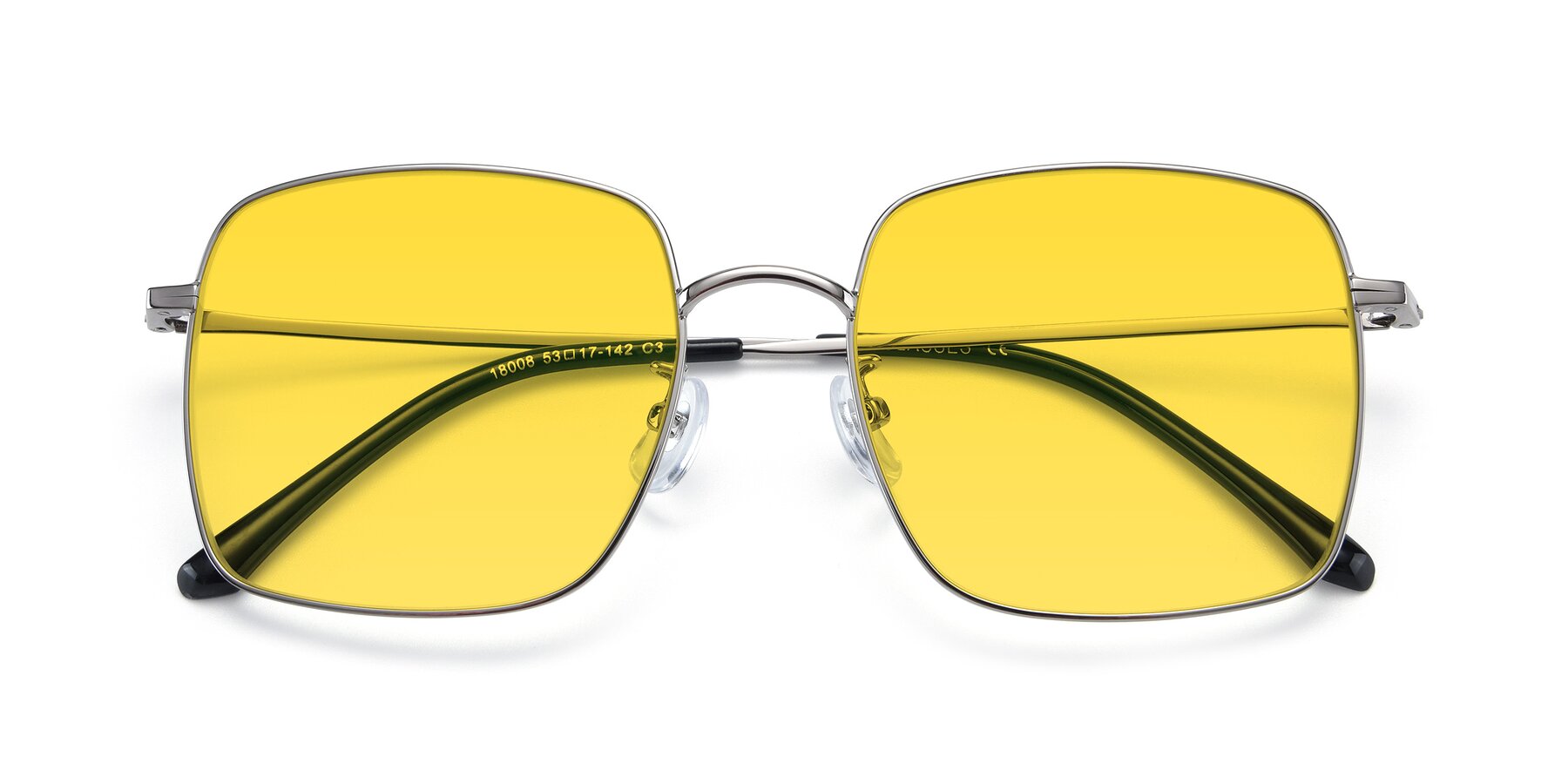 Folded Front of Billie in Silver with Yellow Tinted Lenses