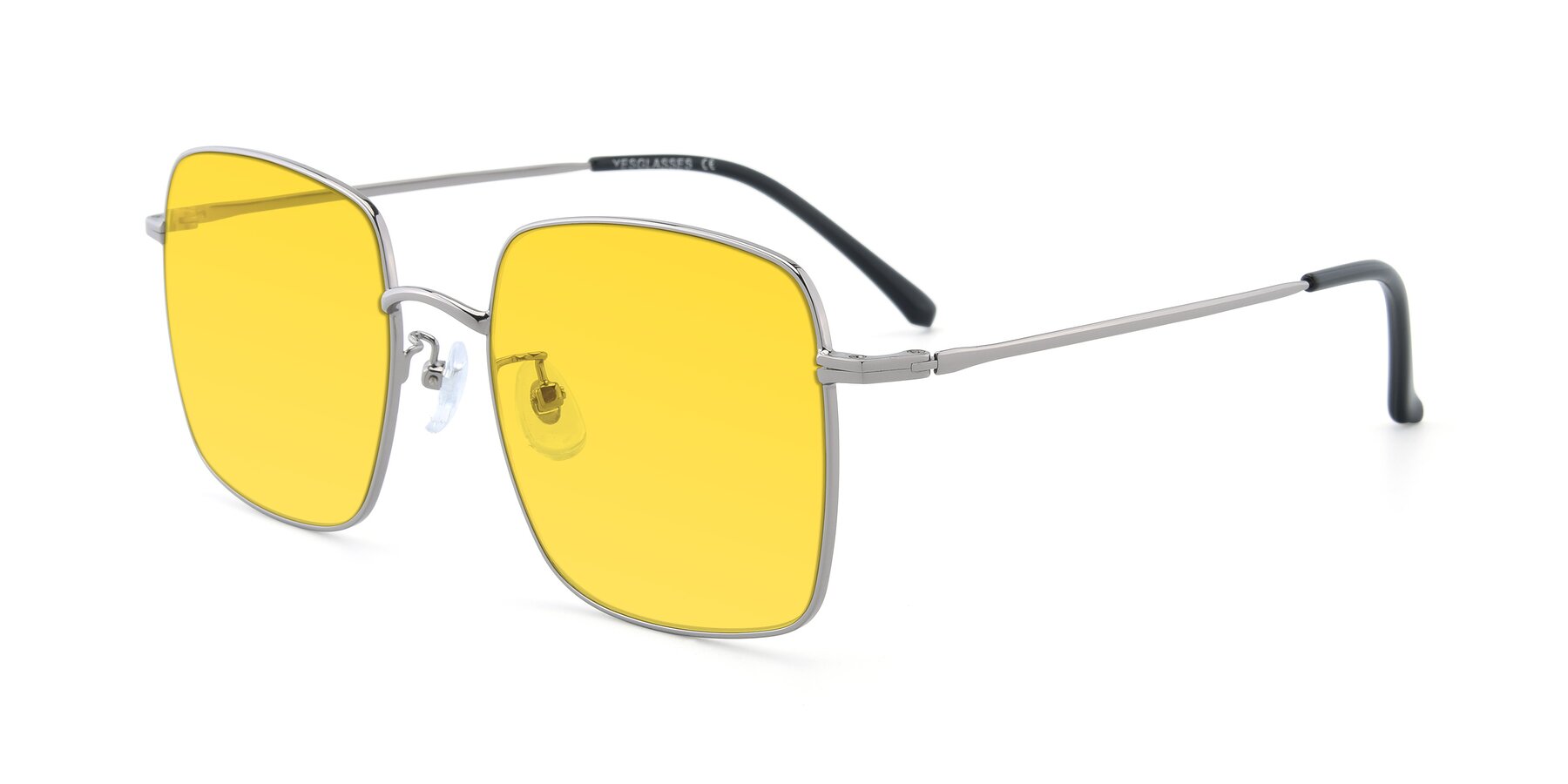 Angle of Billie in Silver with Yellow Tinted Lenses