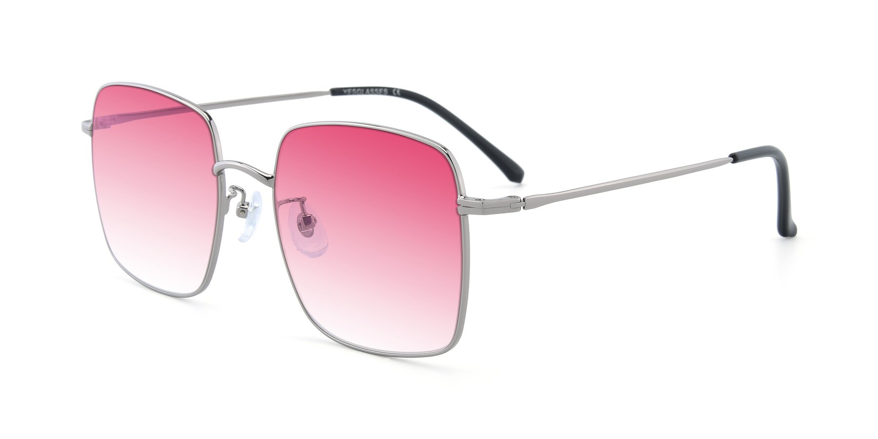 Angle of Billie in Silver with Pink Gradient Lenses