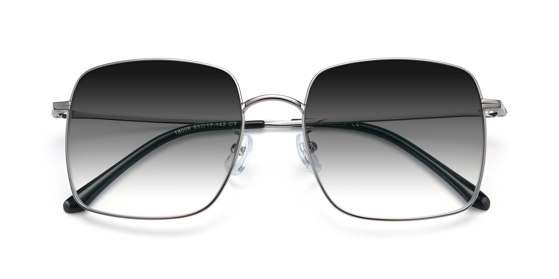 Folded Front of Billie in Silver with Gray Gradient Lenses