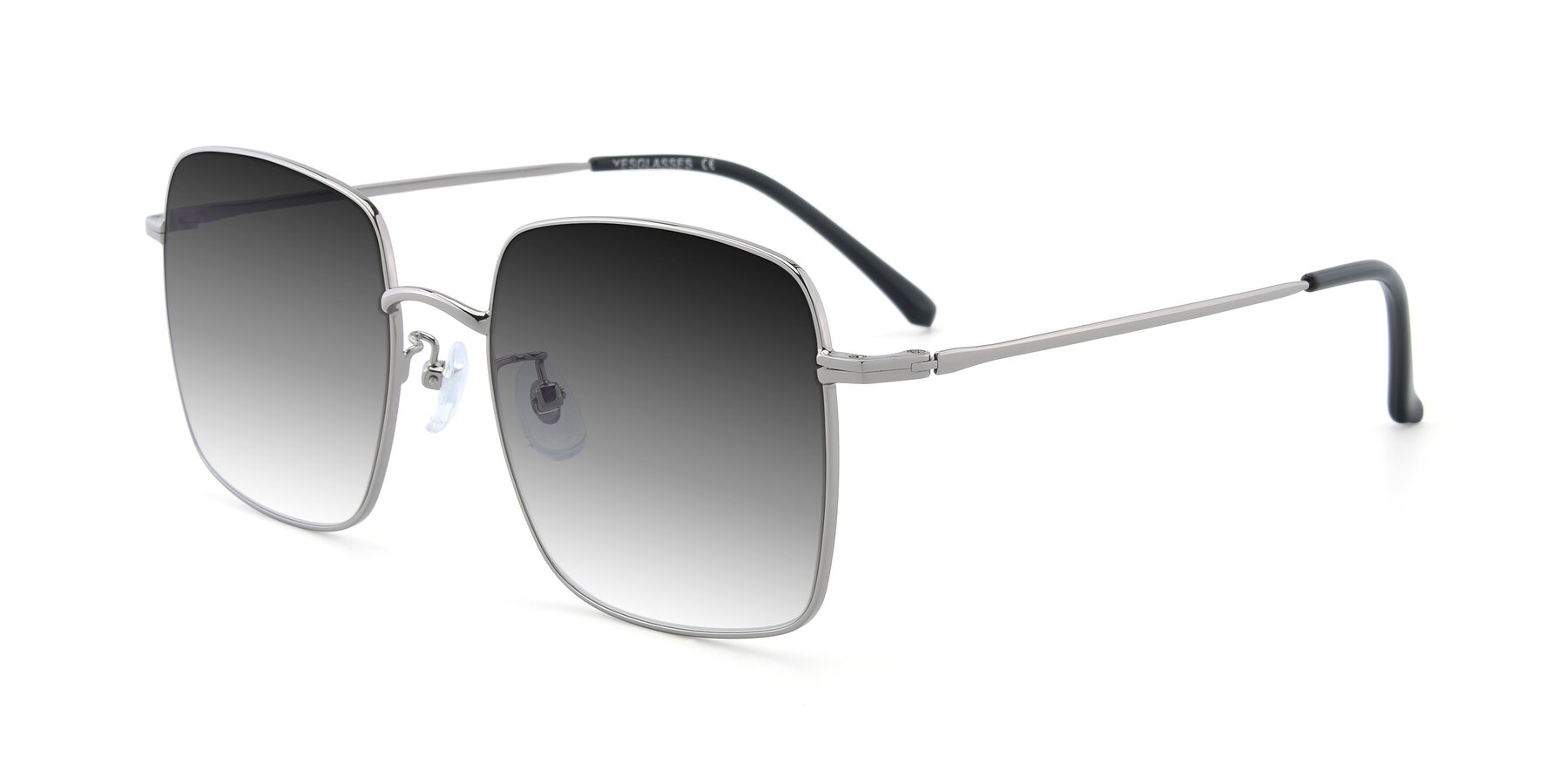 Angle of Billie in Silver with Gray Gradient Lenses