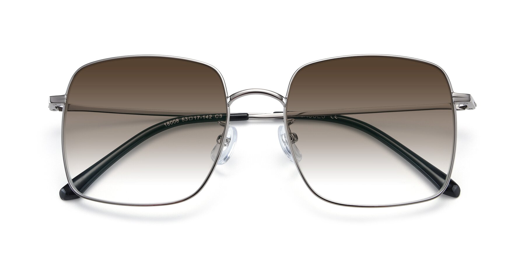 Folded Front of Billie in Silver with Brown Gradient Lenses