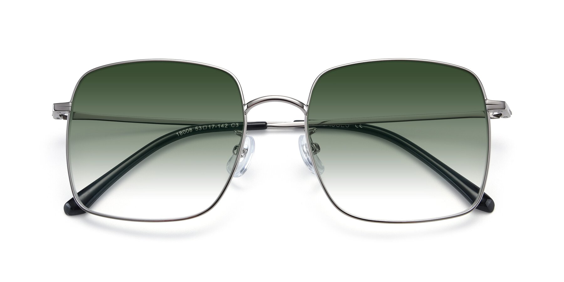 Folded Front of Billie in Silver with Green Gradient Lenses
