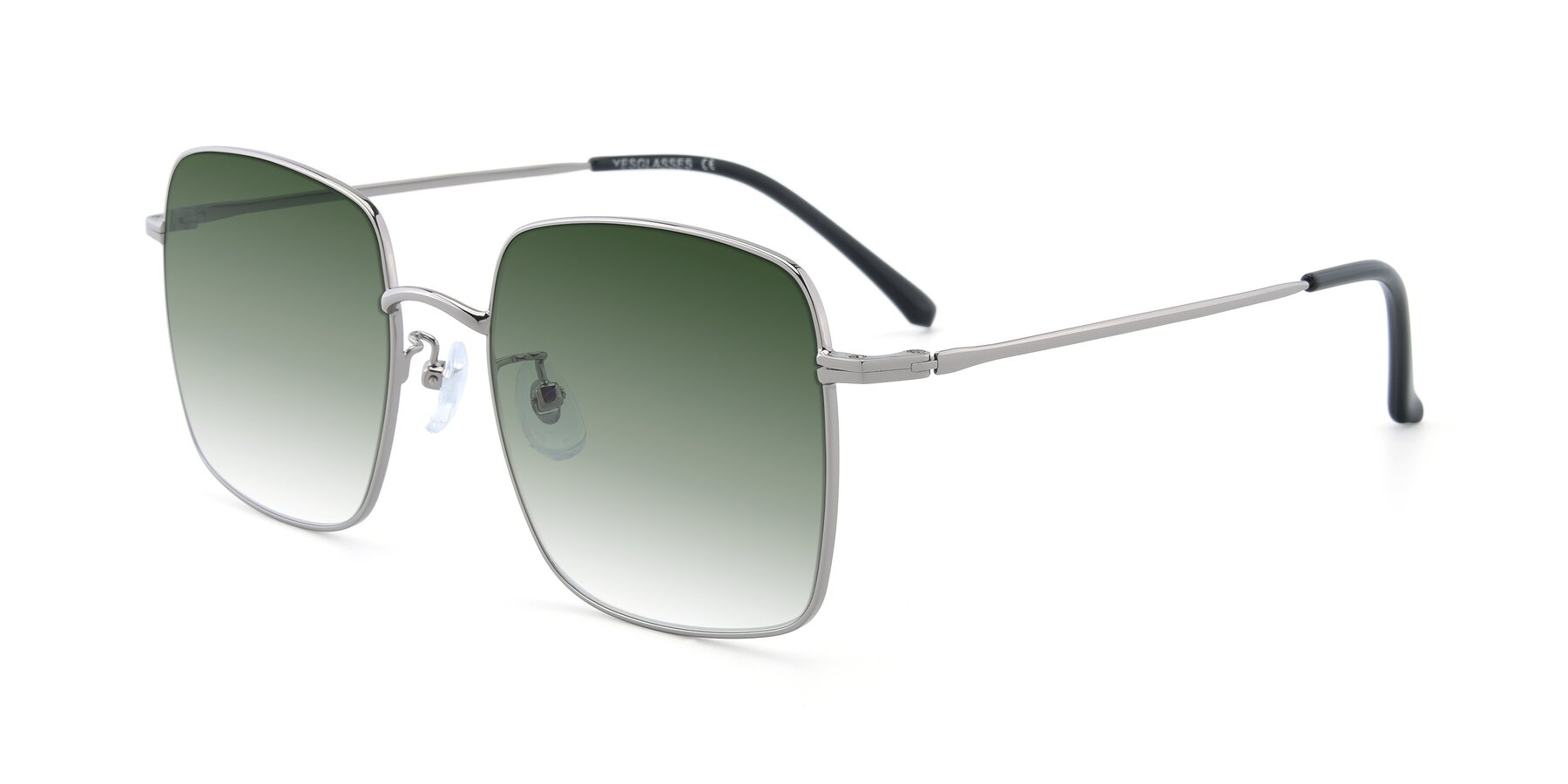 Angle of Billie in Silver with Green Gradient Lenses