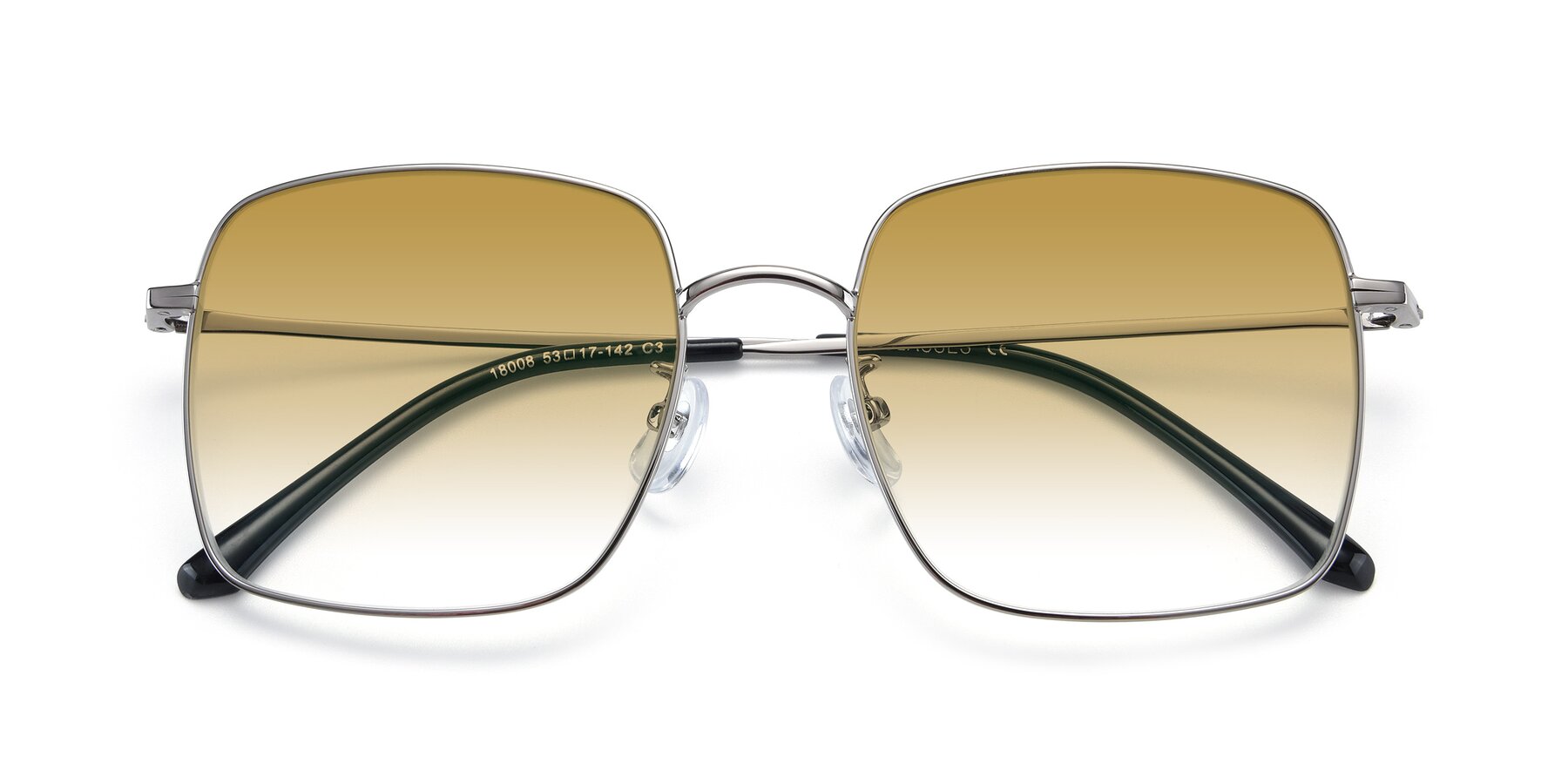 Folded Front of Billie in Silver with Champagne Gradient Lenses