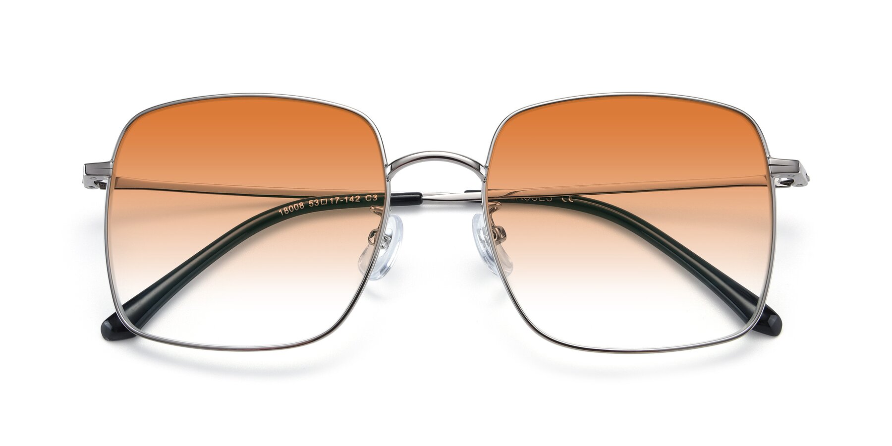 Folded Front of Billie in Silver with Orange Gradient Lenses