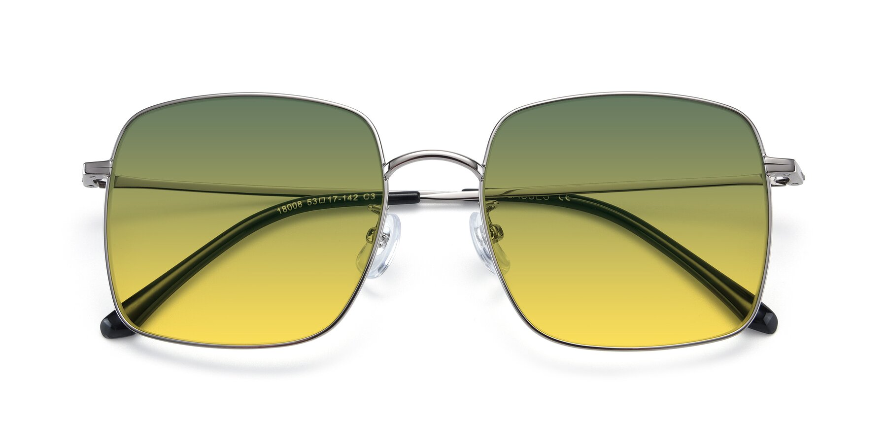 Folded Front of Billie in Silver with Green / Yellow Gradient Lenses