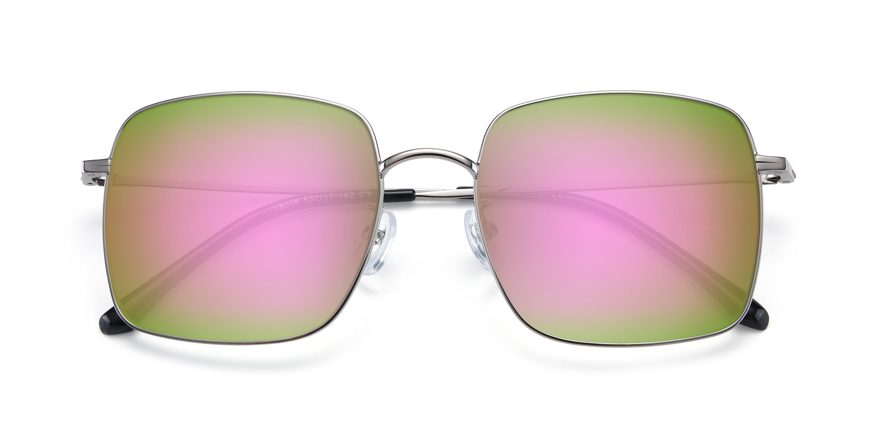 Folded Front of Billie in Silver with Pink Mirrored Lenses