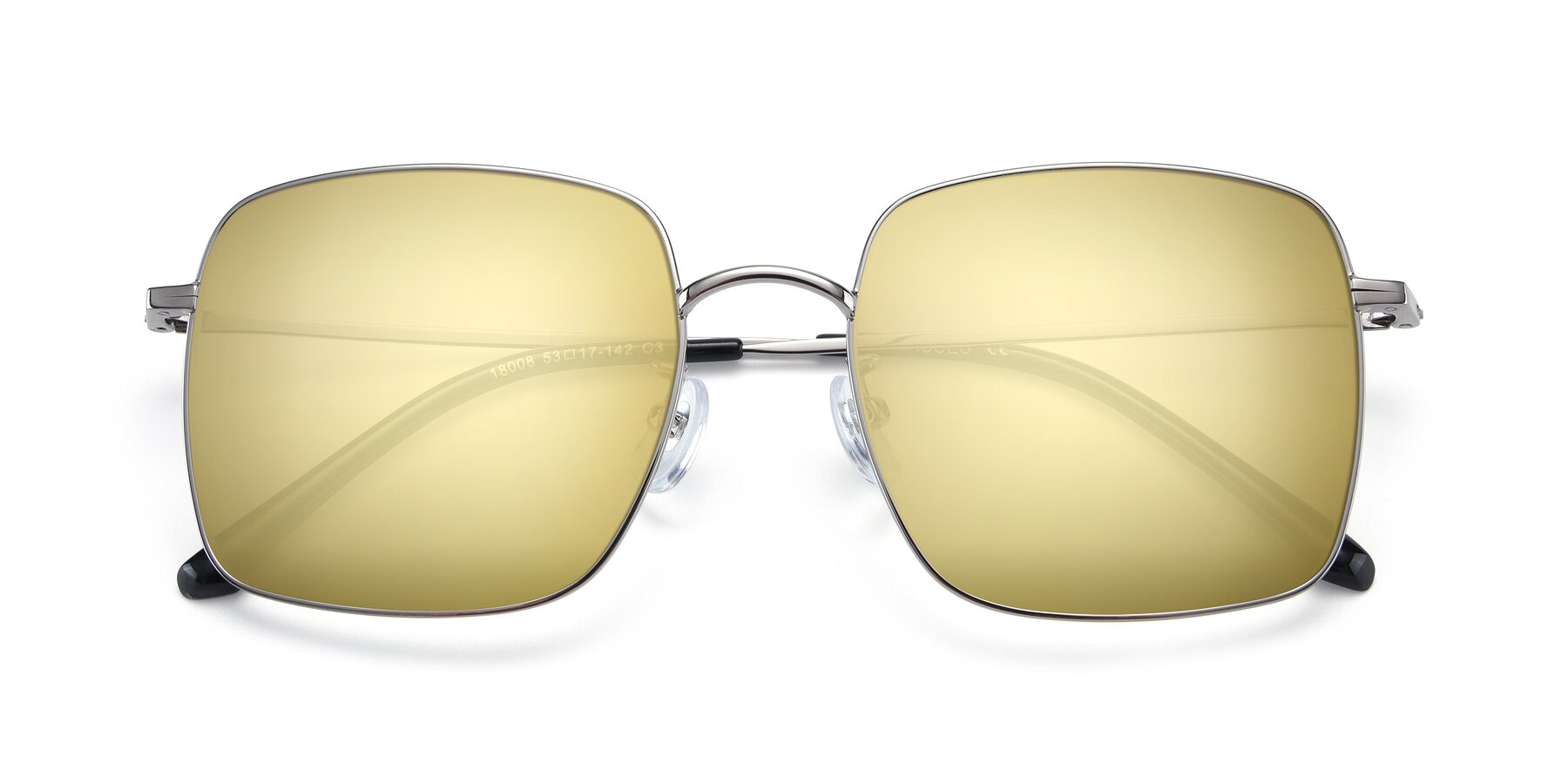 Folded Front of Billie in Silver with Gold Mirrored Lenses