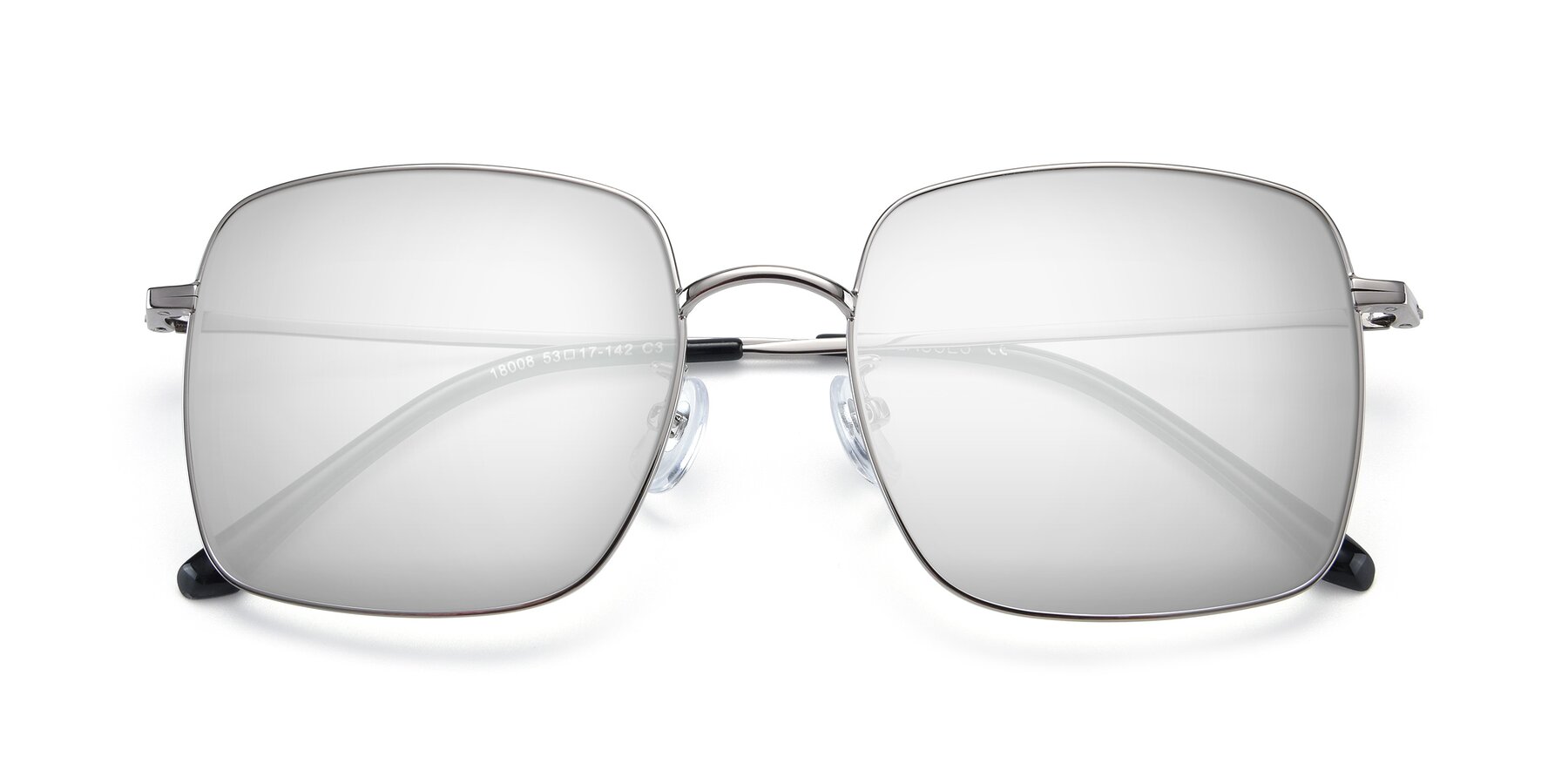 Folded Front of Billie in Silver with Silver Mirrored Lenses