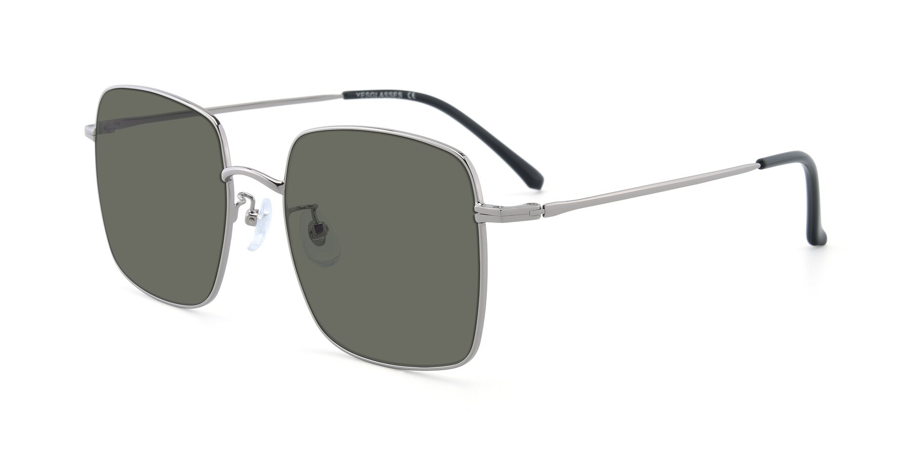 Angle of Billie in Silver with Gray Polarized Lenses
