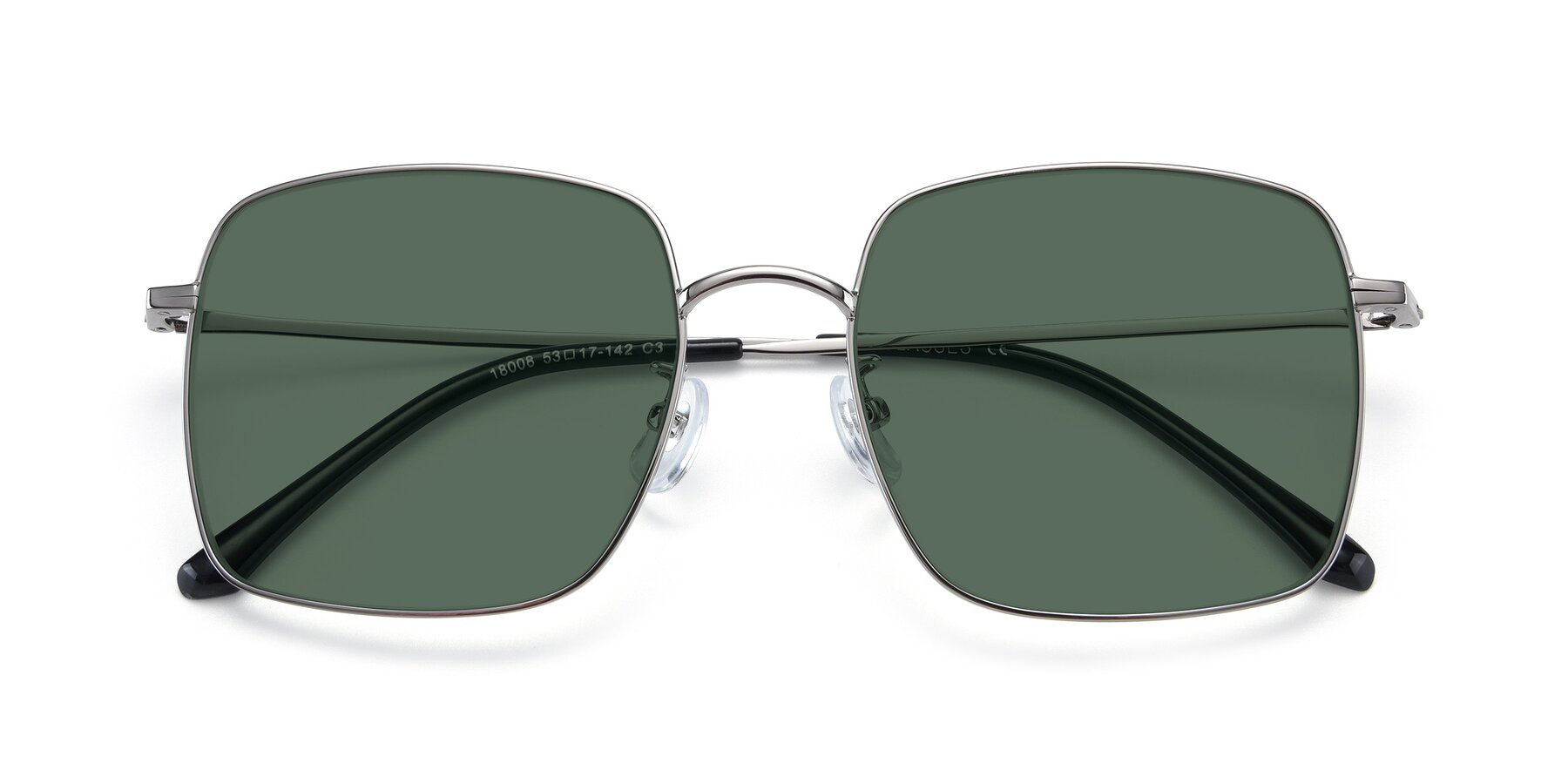 Folded Front of Billie in Silver with Green Polarized Lenses