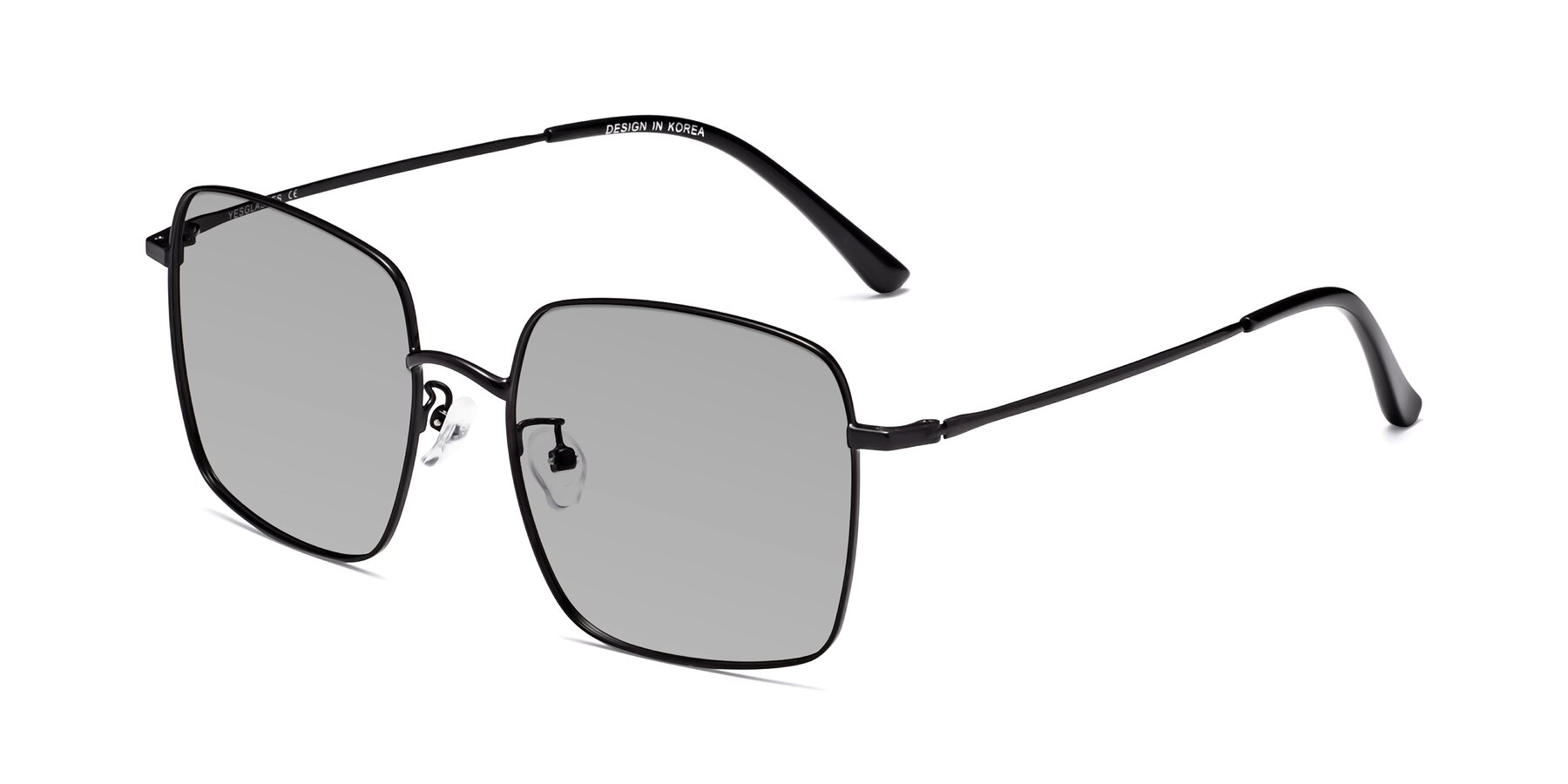 Angle of Billie in Black with Light Gray Tinted Lenses