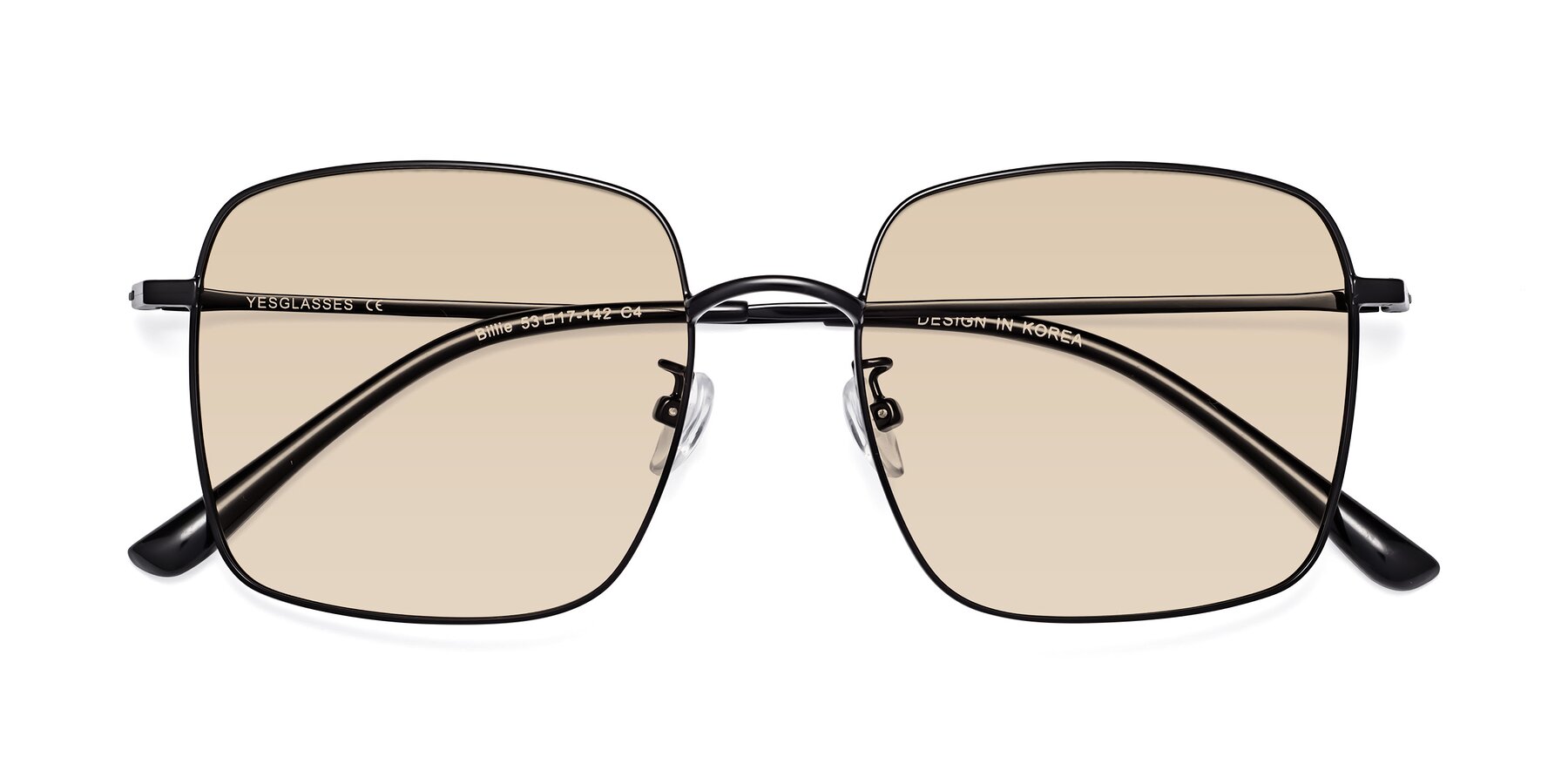 Folded Front of Billie in Black with Light Brown Tinted Lenses