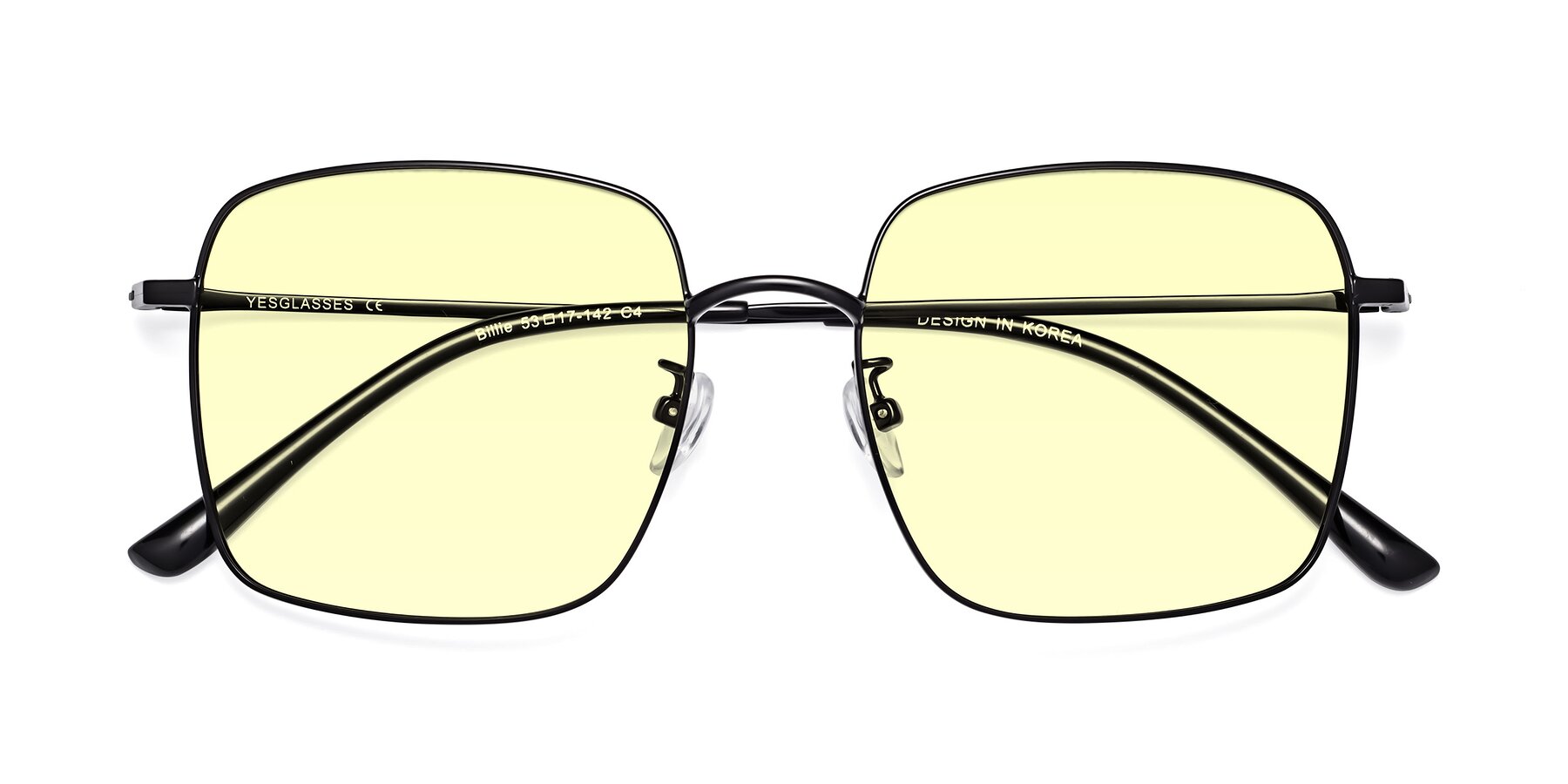 Folded Front of Billie in Black with Light Yellow Tinted Lenses